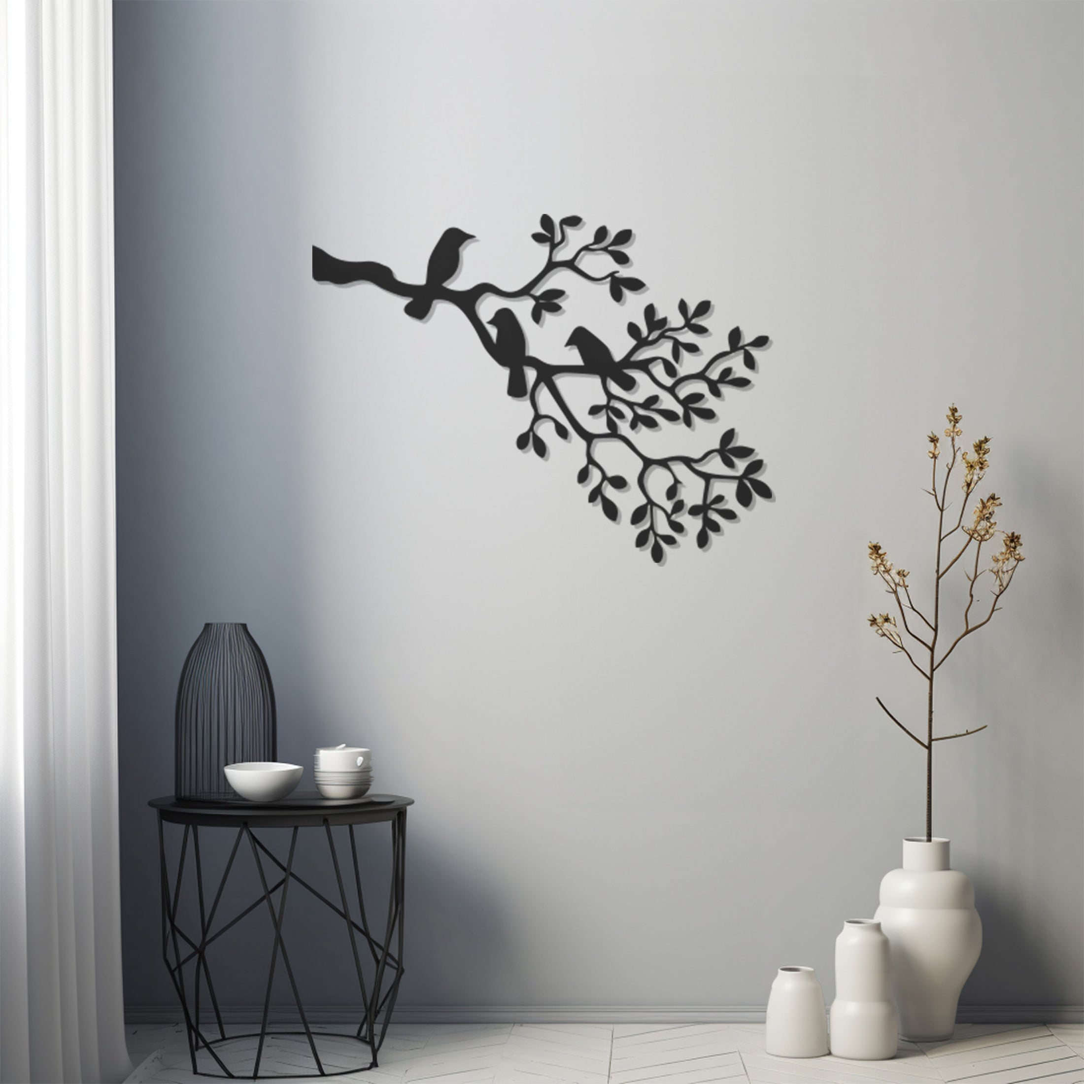 Birds On Tree Branch Metal Wall Decor