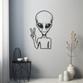 Load image into Gallery viewer, Making Peace Sign Alien Metal Wall Art
