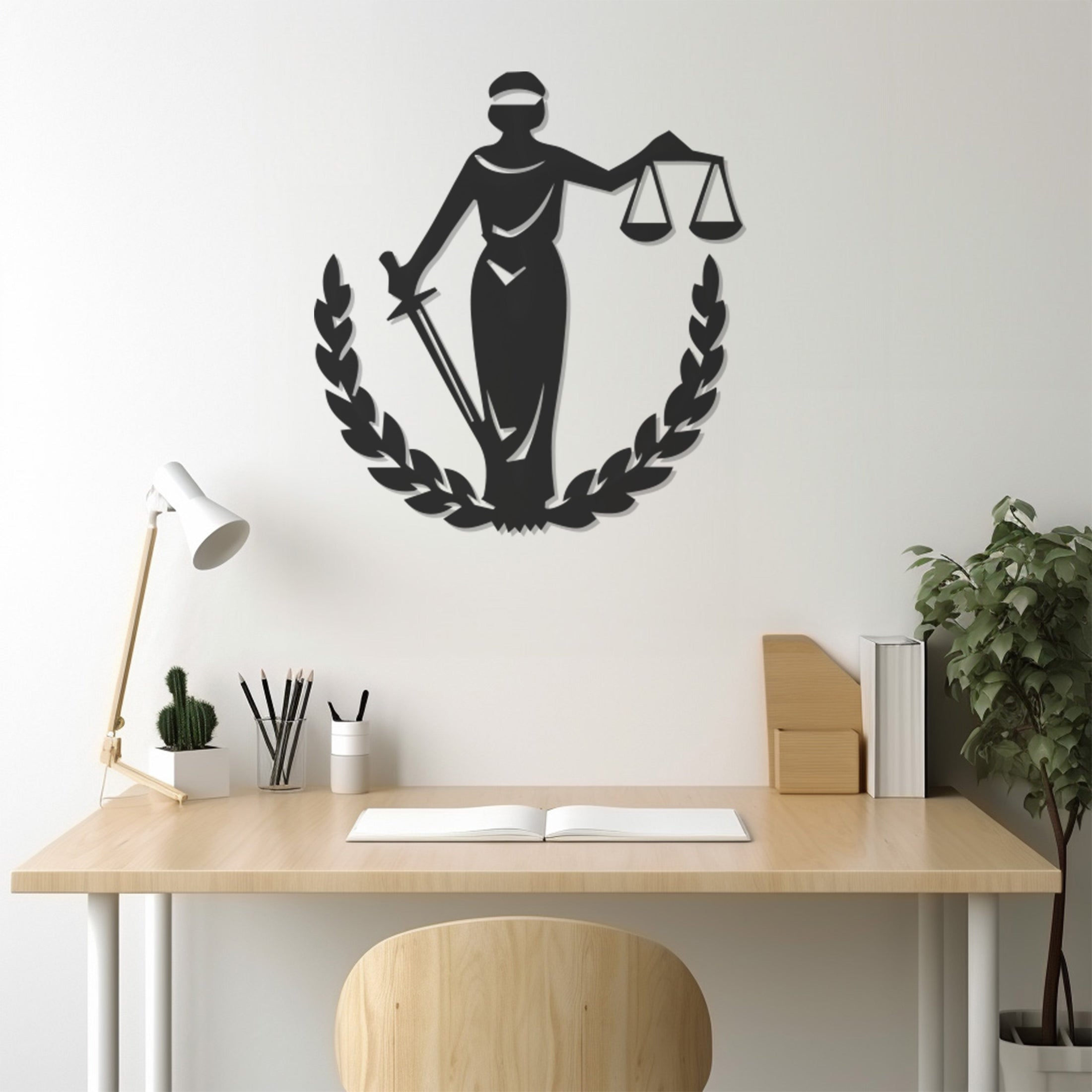 Lady Justice Figure Metal Wall Art