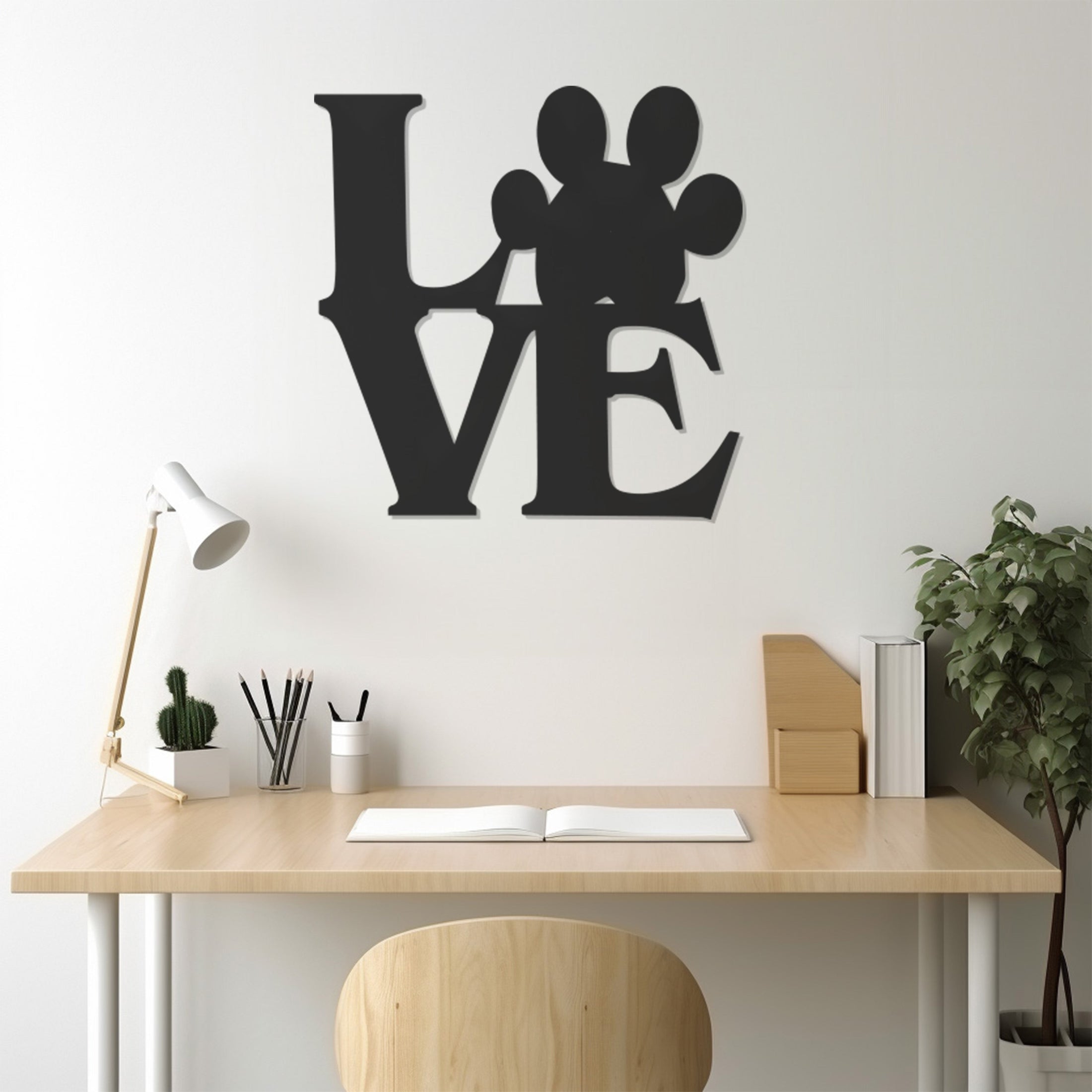 Love Paw Lettering Metal Wall Decor