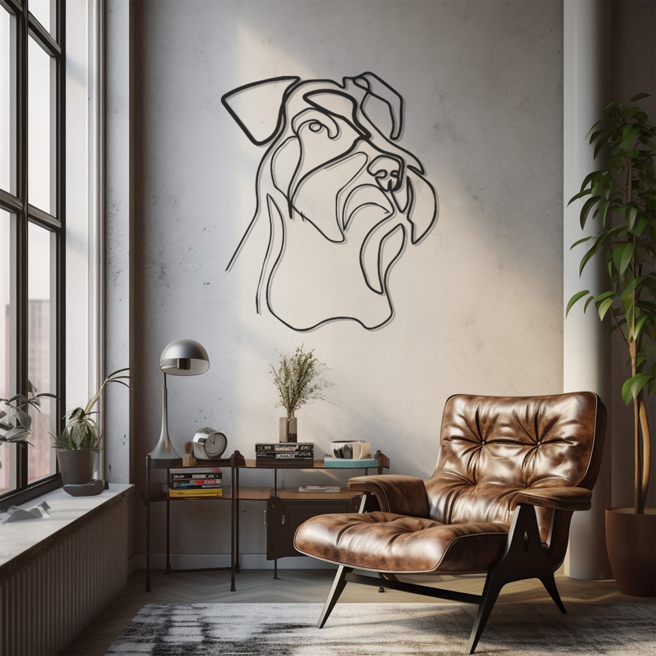 Dog Line Art Metal Wall Art Decor