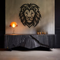 Load image into Gallery viewer, Geometric Lion Head Silhouette Metal Wall Art
