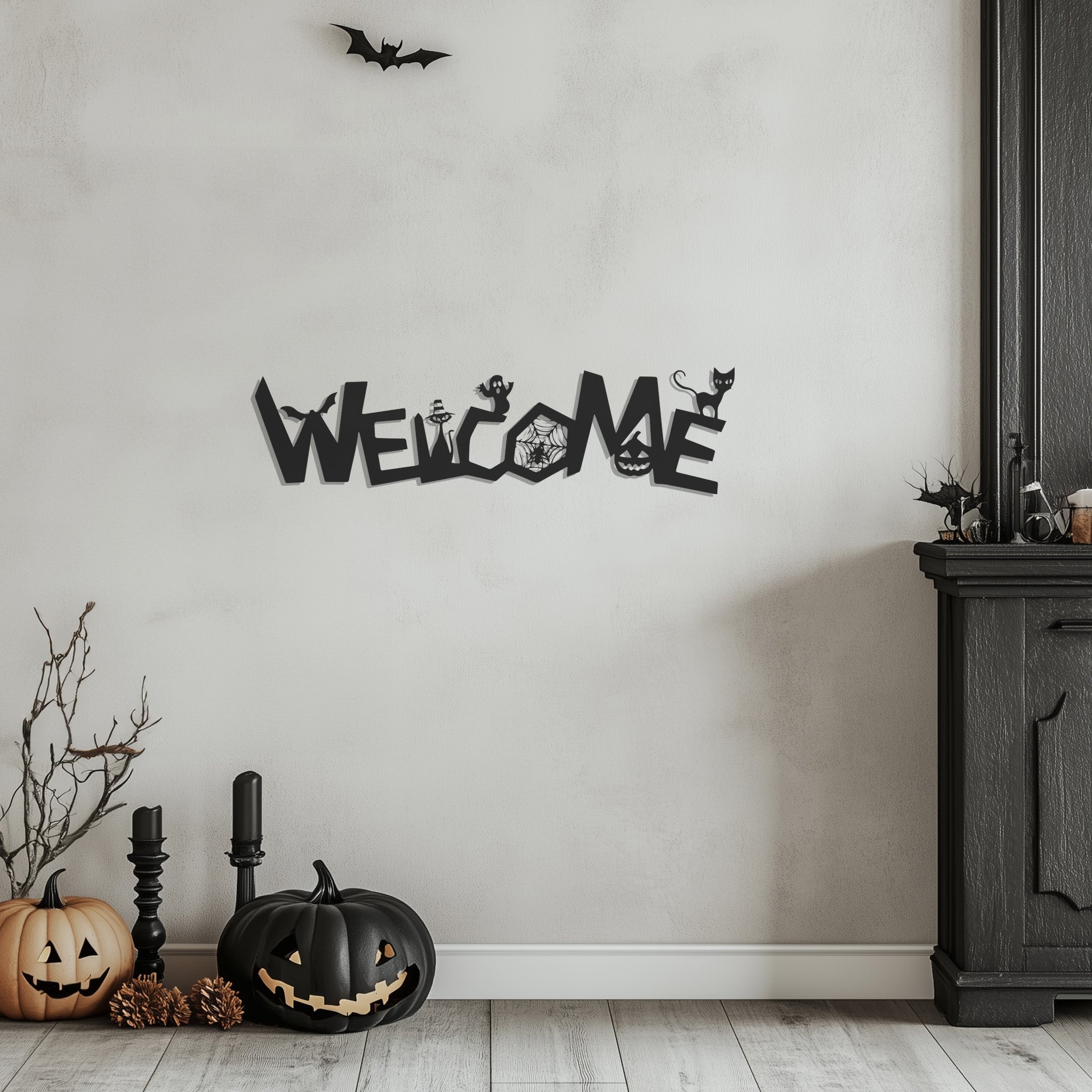 Halloween Theme Welcome Metal Wall Art