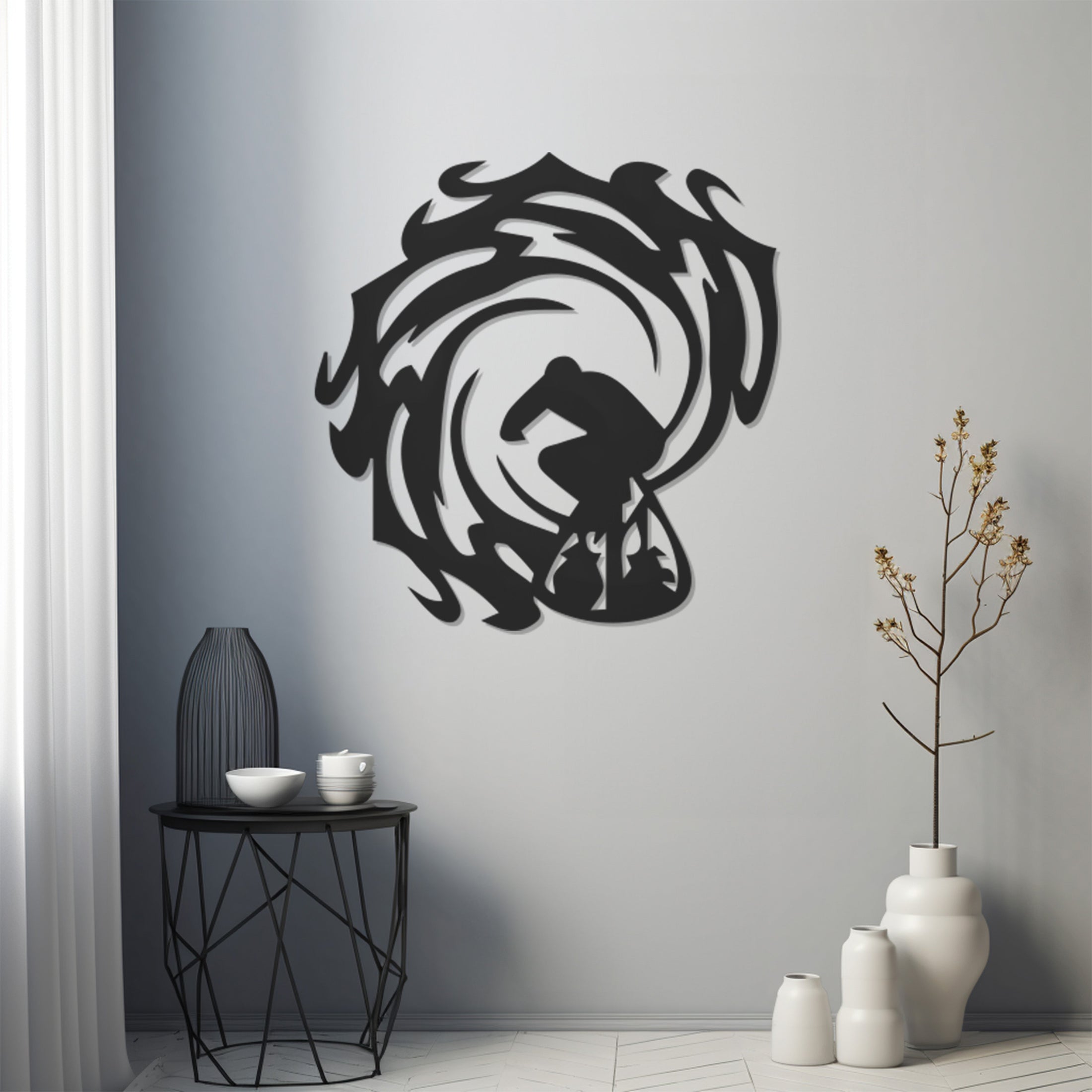 Human Silhouette Metal Wall Decor Surfing The Waves