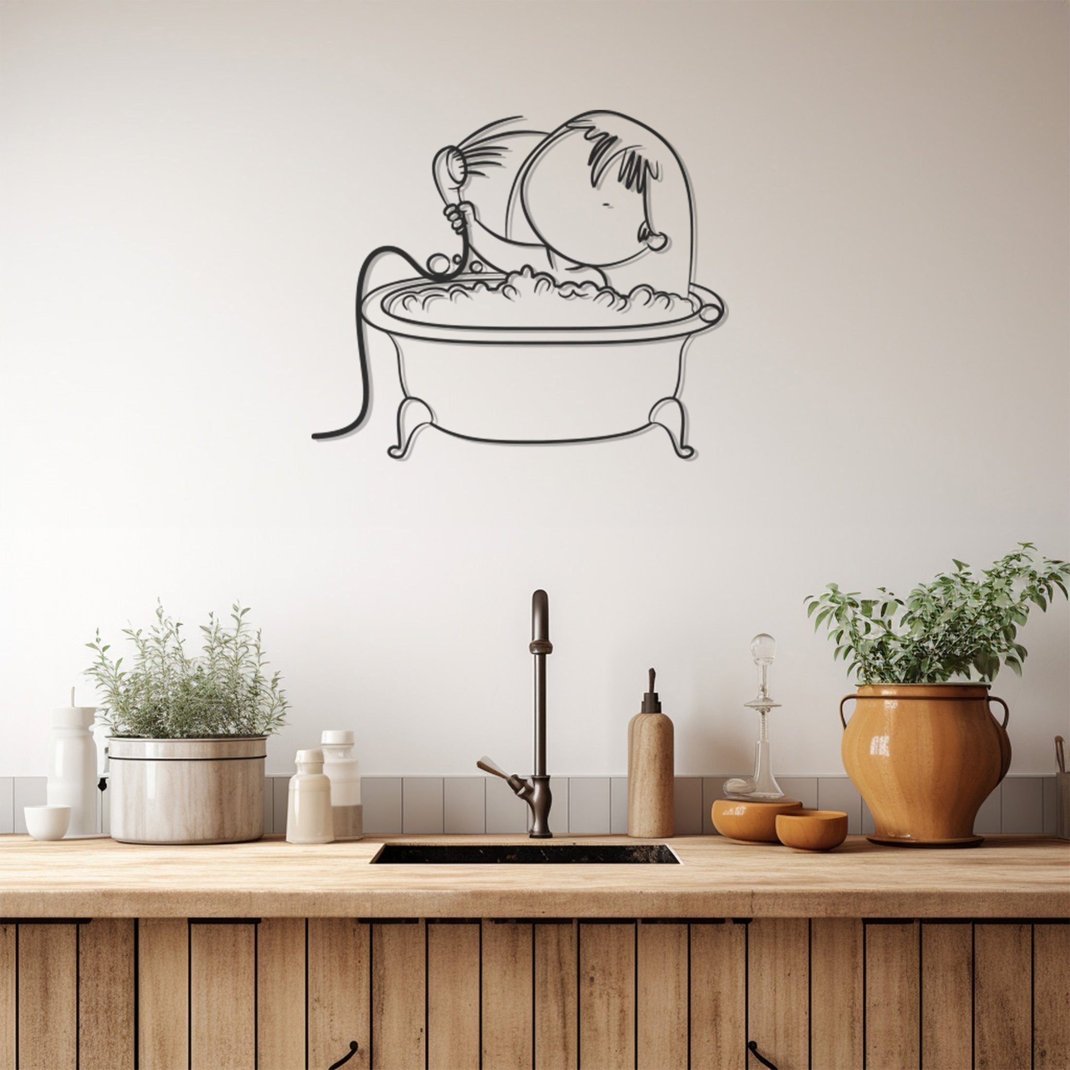 Bathing Girl Metal Wall Art