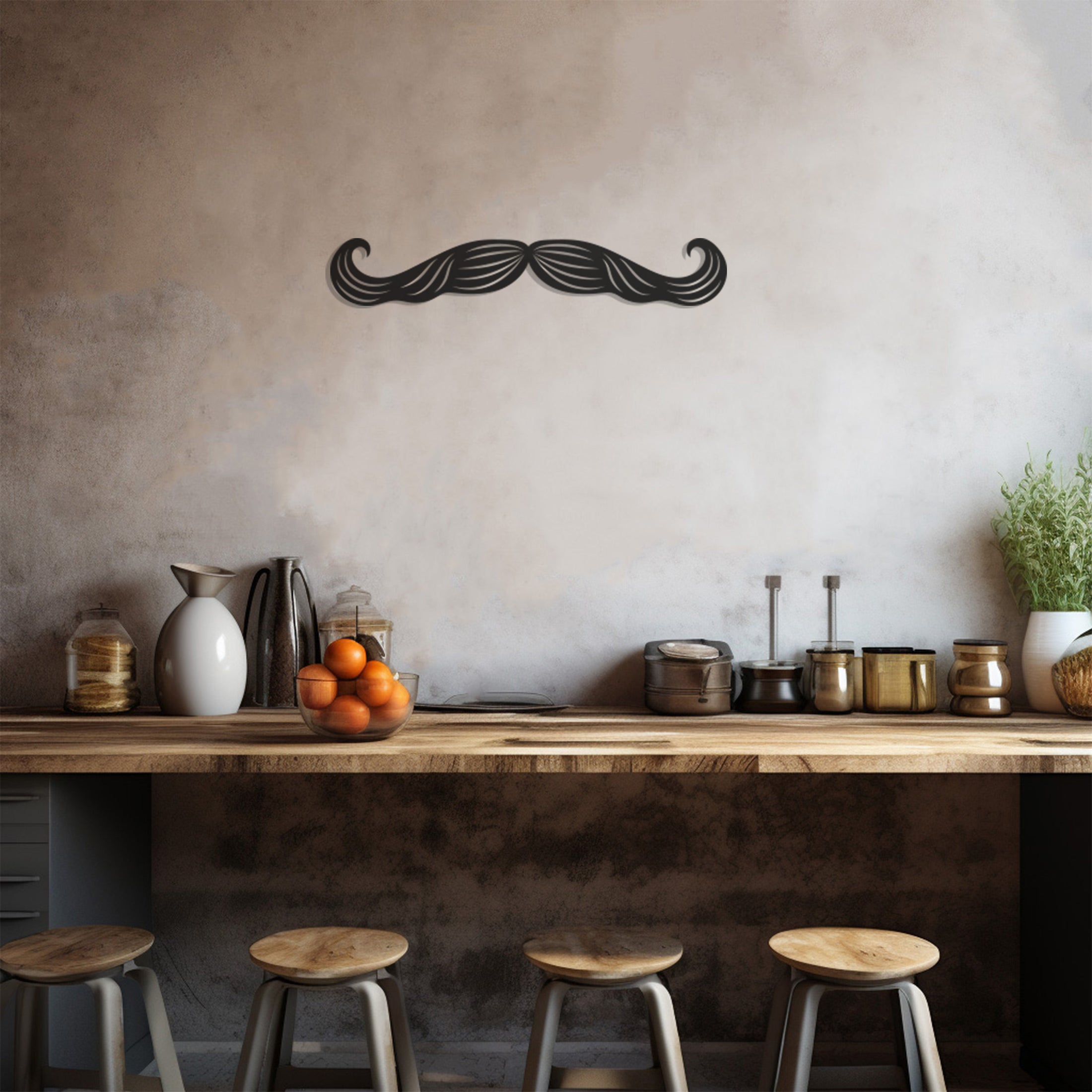 Mustache Icon Metal Wall Art, Wall Decor, Metal Wall art