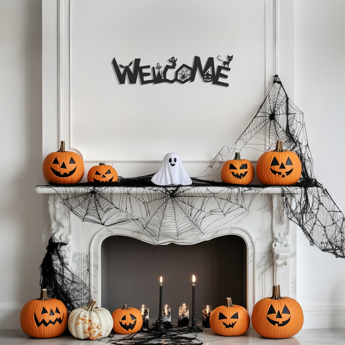 Halloween Theme Welcome Metal Wall Art