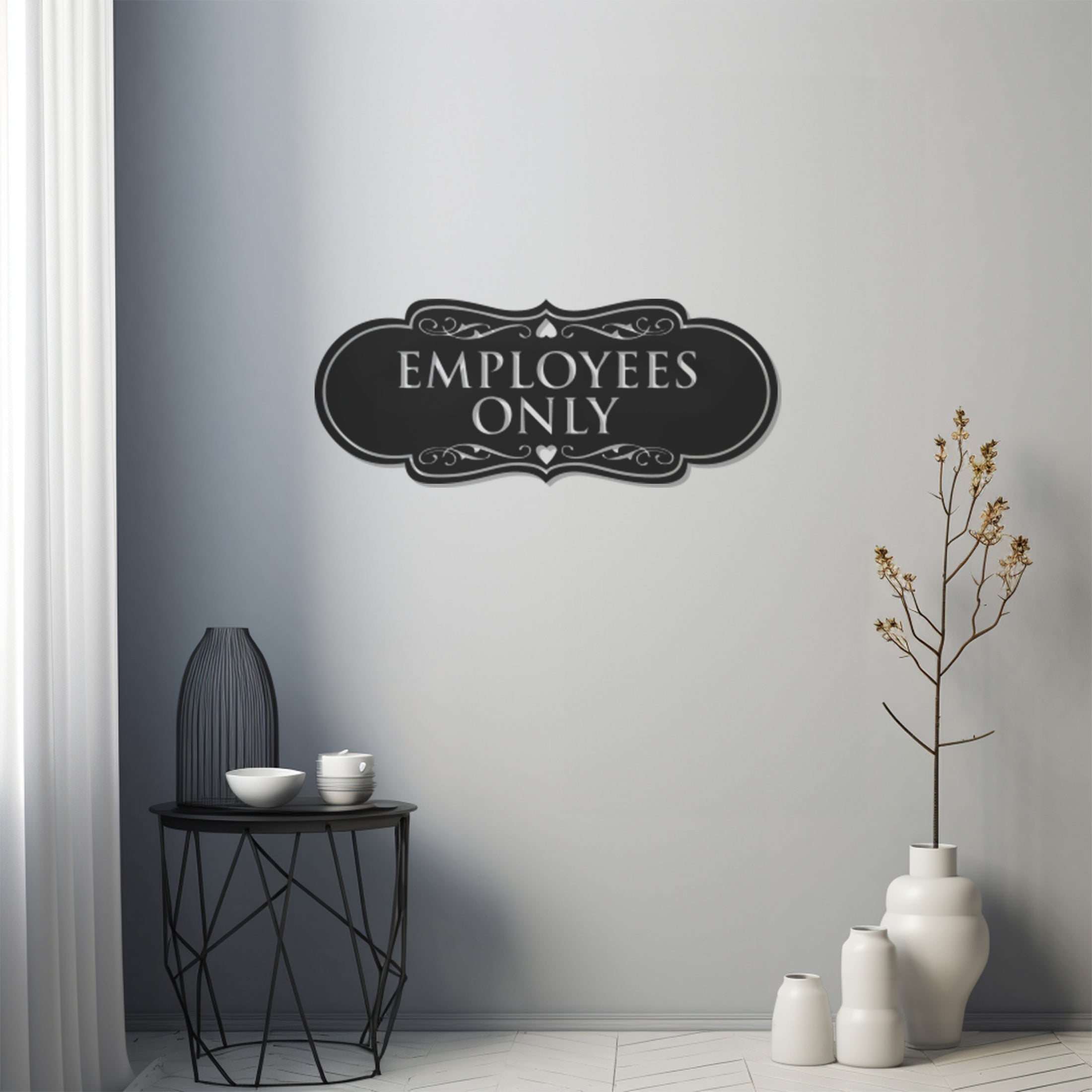 Employees Only Inscribed Metal Wall Decor