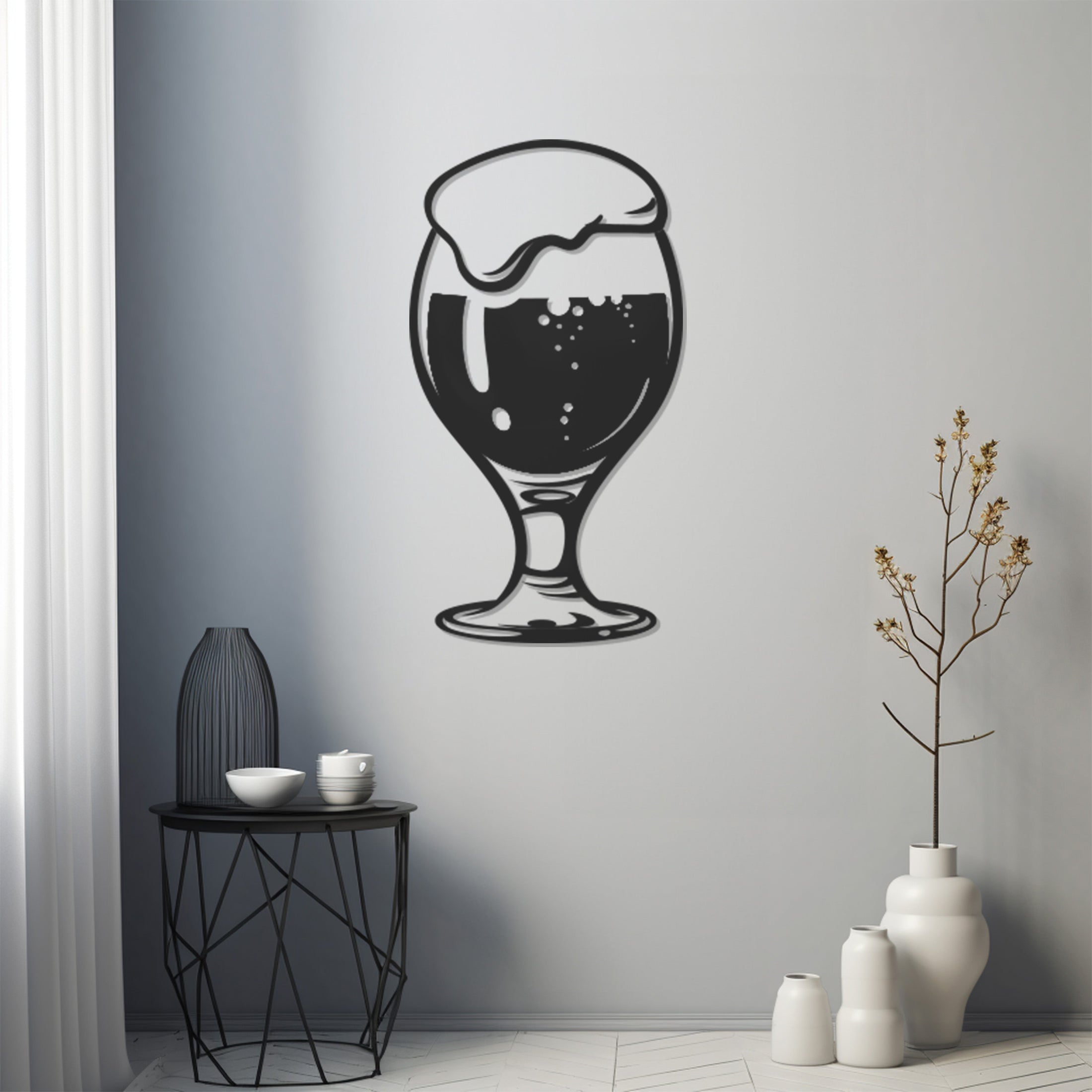 Frothy Beer Glass Metal Wall Art