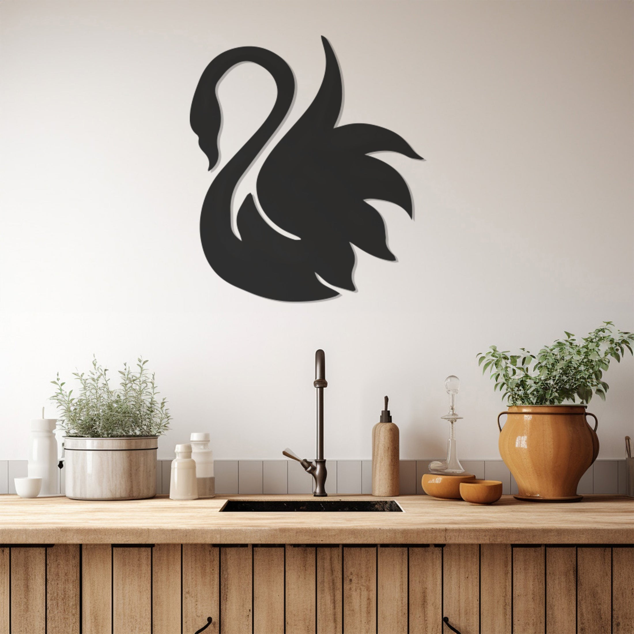 Swan Silhouette Metal Wal Art