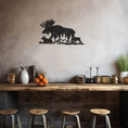 Load image into Gallery viewer, Silhouette Metal Wall Decor With Deer And Fawns In The Mountain
