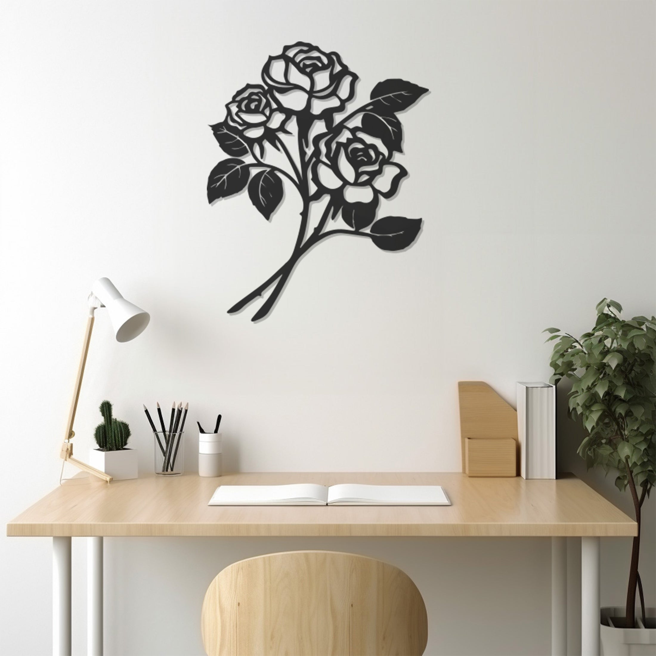 Roses Line Art Metal Wall Art