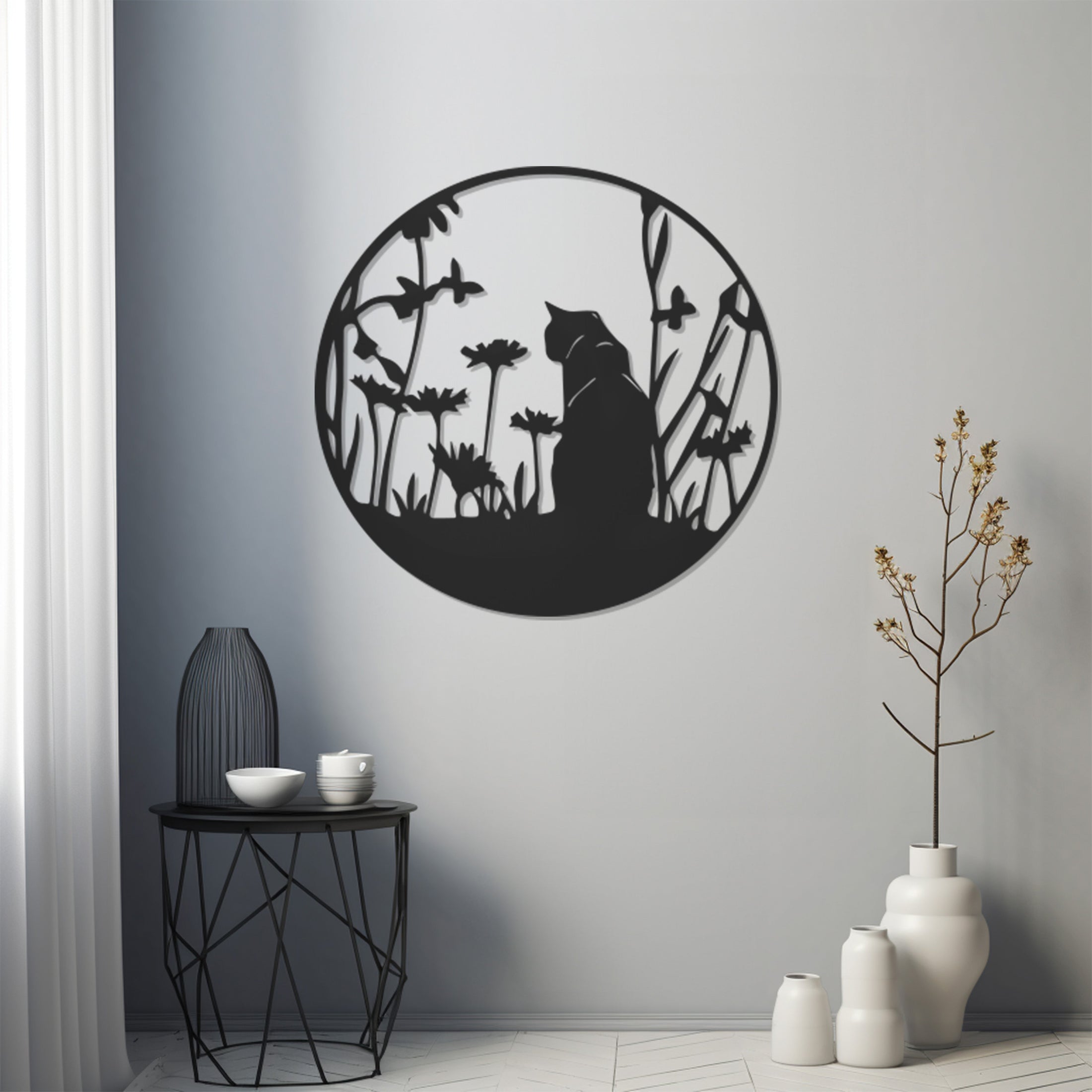 Cat Silhouette Metal Wall Art