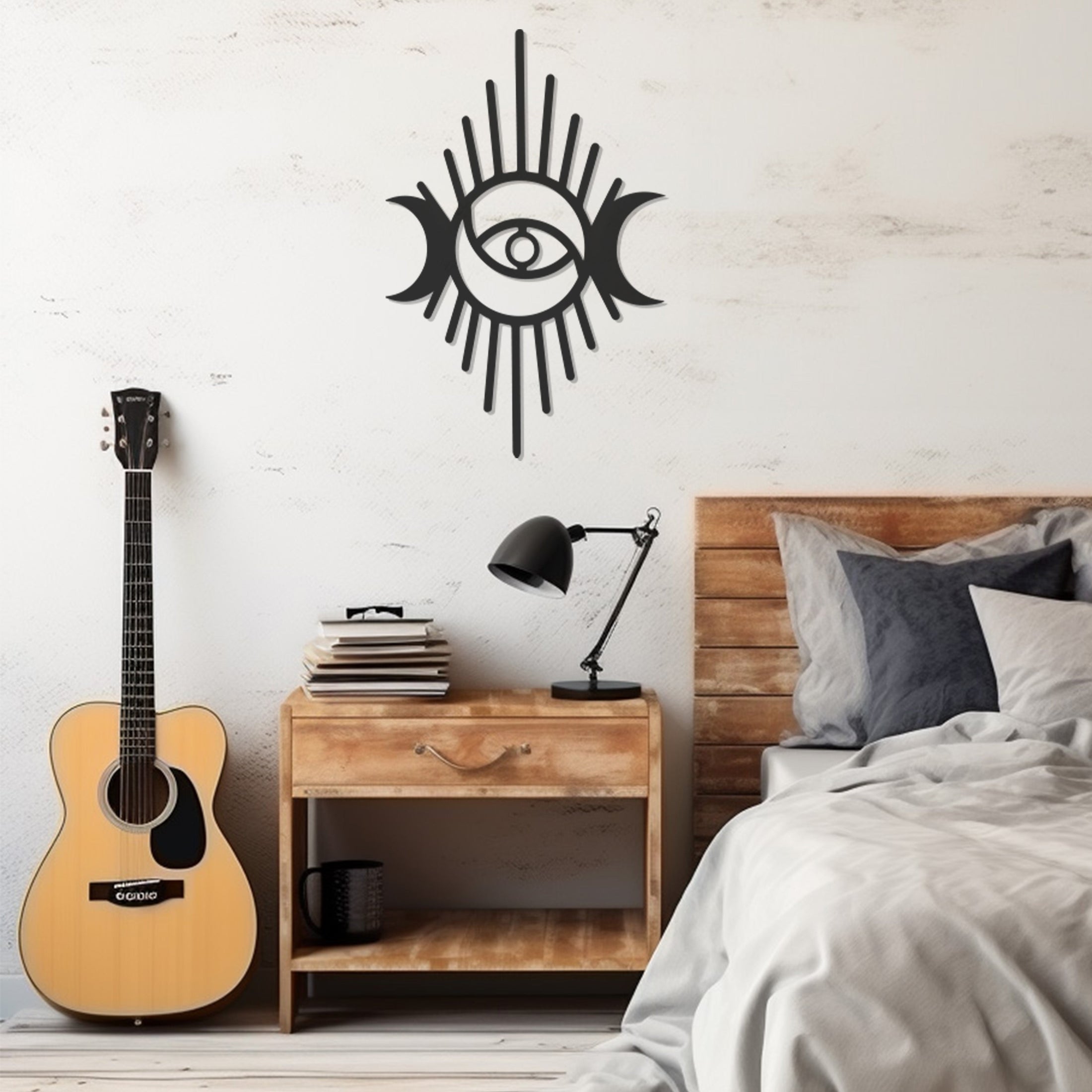 Minimalist Eye And Moon Metal Wall Art