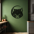 Load image into Gallery viewer, Silhouette Of The Cat'S Head Over The Crescent Metal Wall Art
