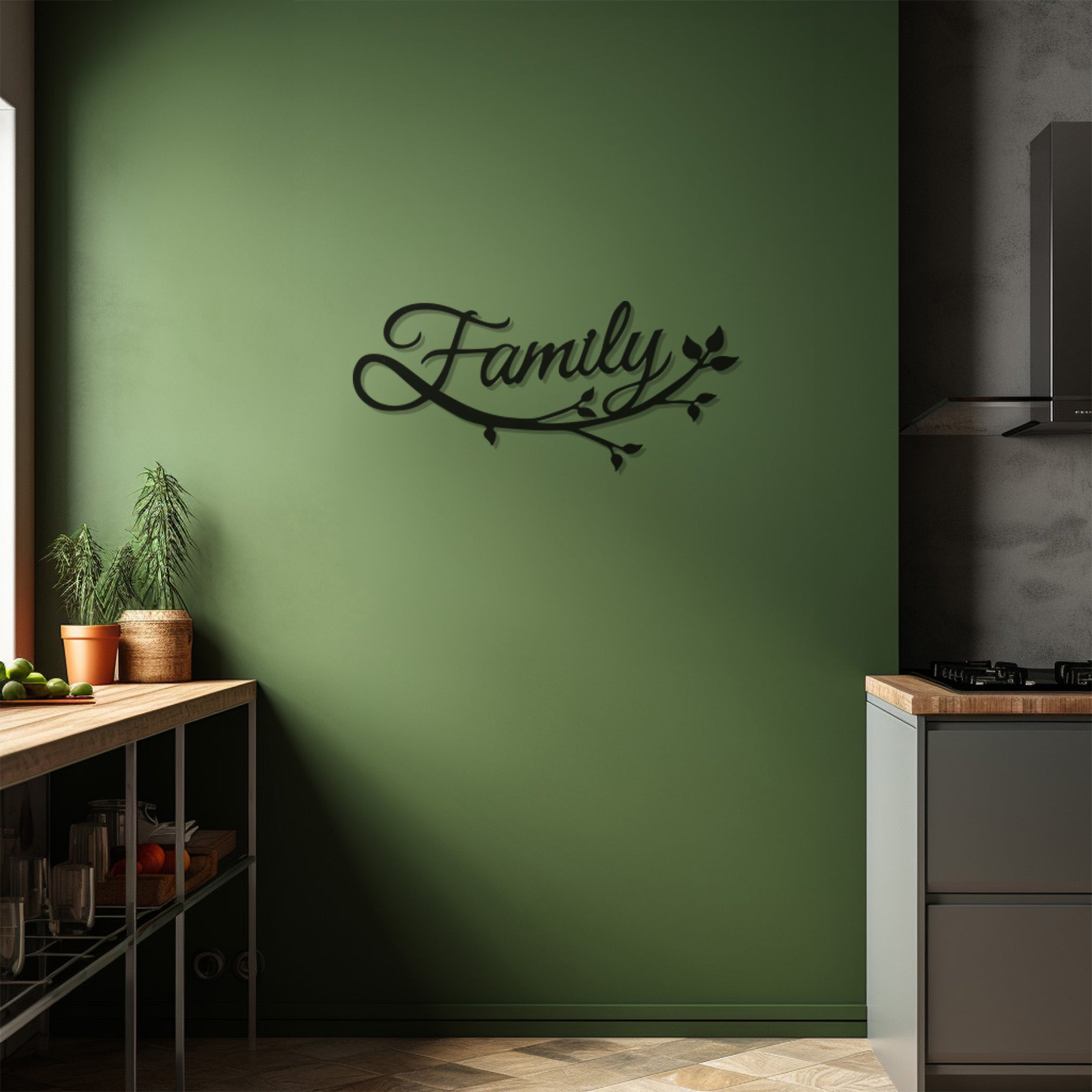 Metal Wall Decor With Famliy On A Tree Branch