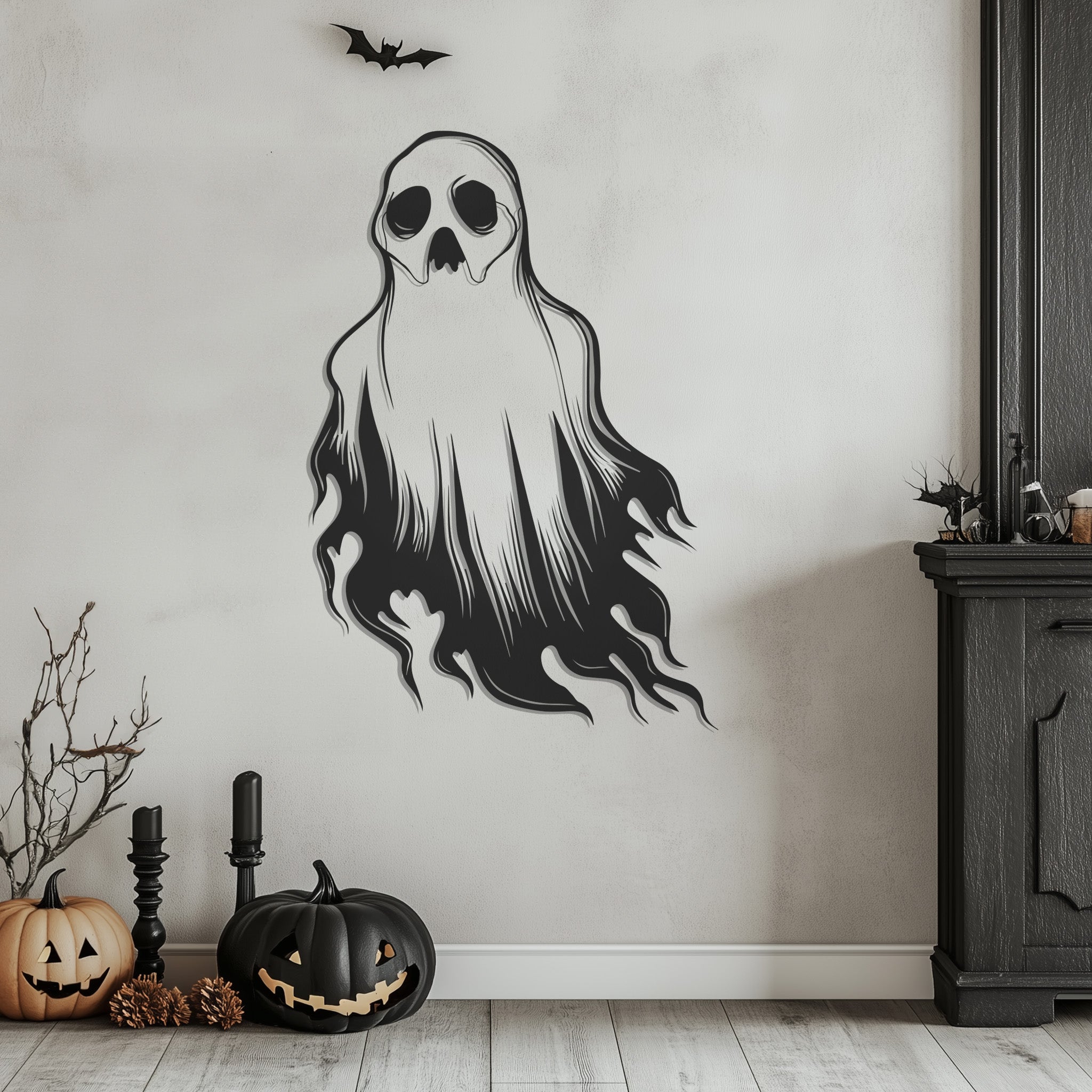 Ghost Halloween Theme Metal Wall Art