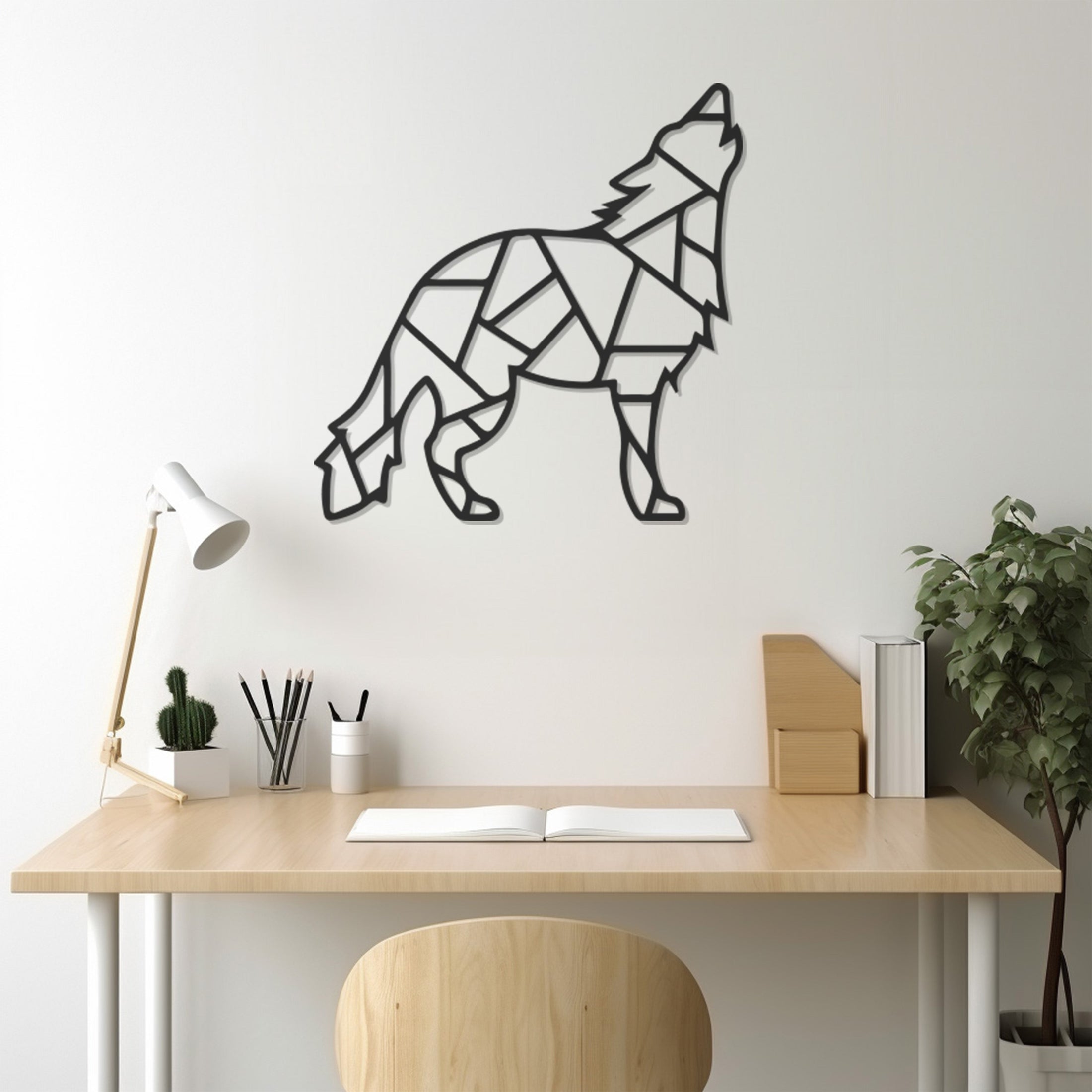 Wolf Metal Wall Decor Made With Geometric Abstract Patterns