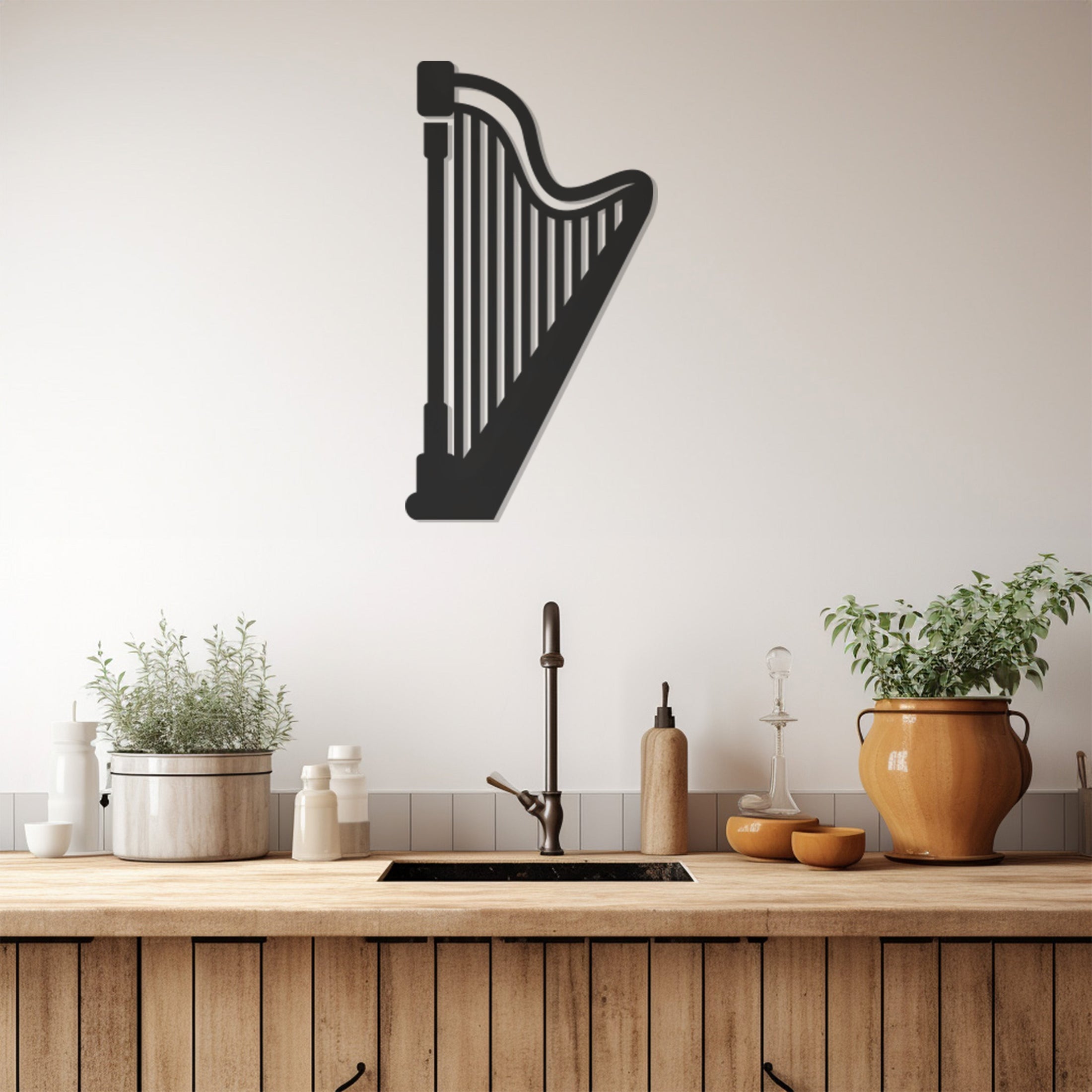 Musical Instrument Zither Metal Wall Art