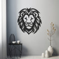 Load image into Gallery viewer, Geometric Lion Head Silhouette Metal Wall Art
