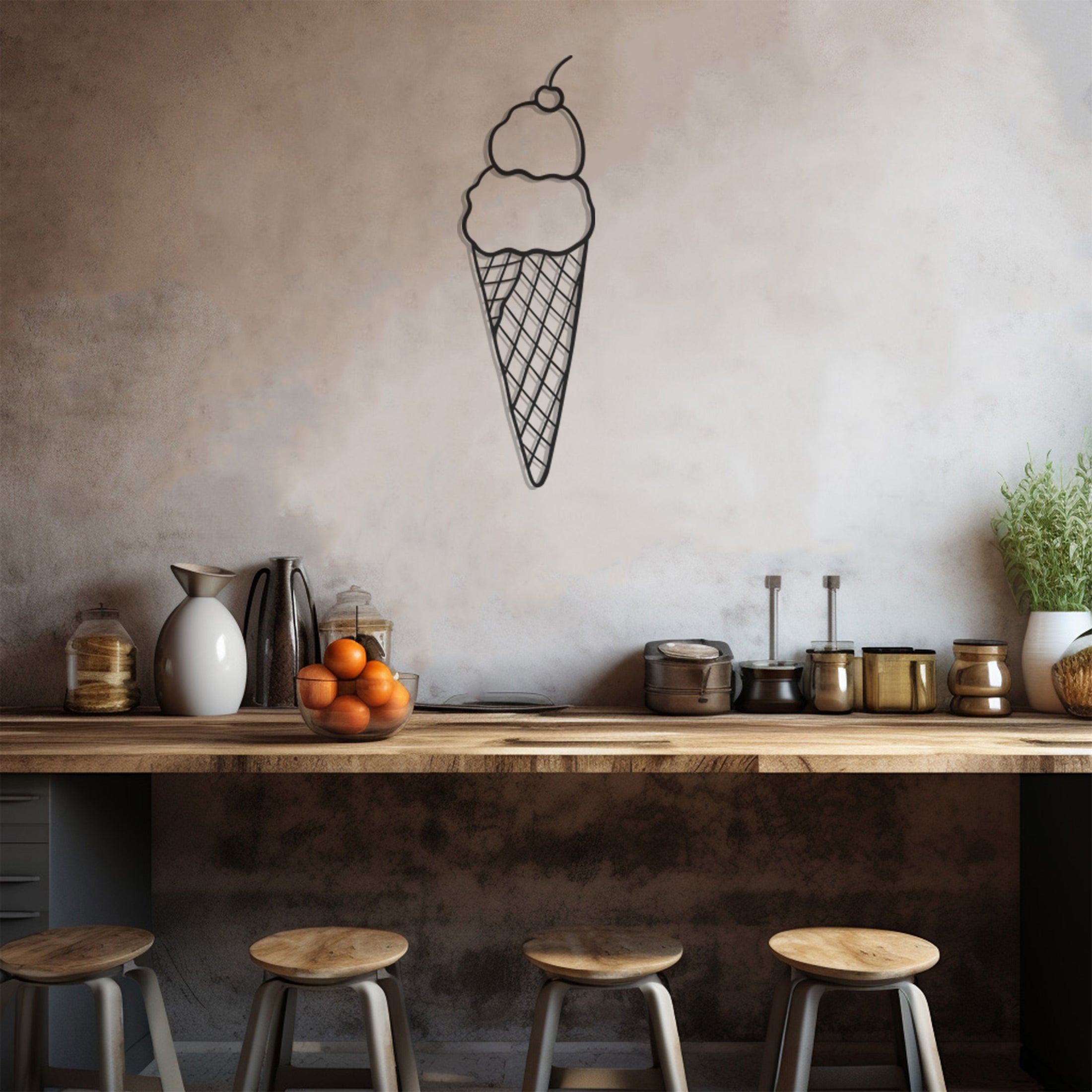 Ice Cream Cone Metal Wall Art