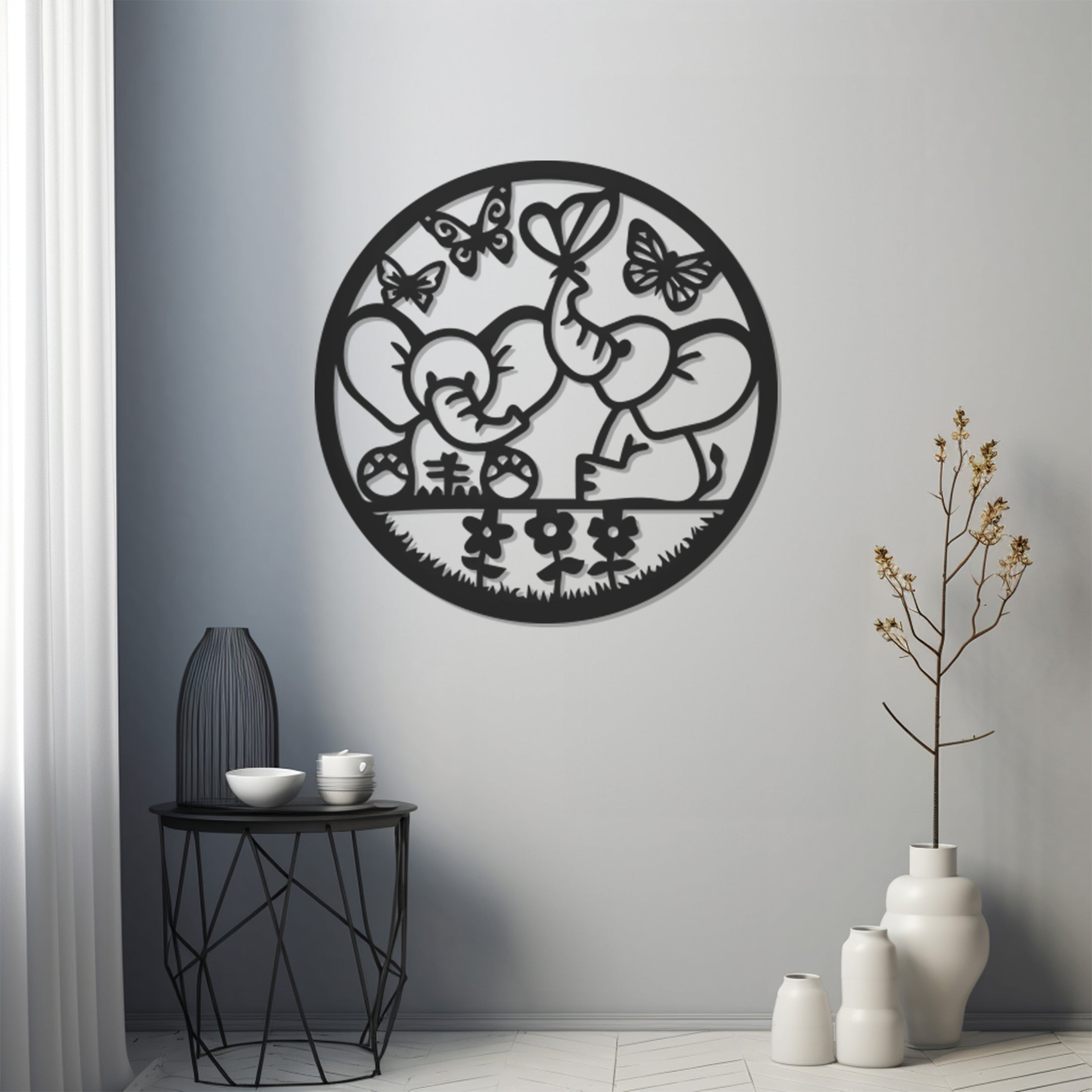 Baby Elephants Metal Wall Art