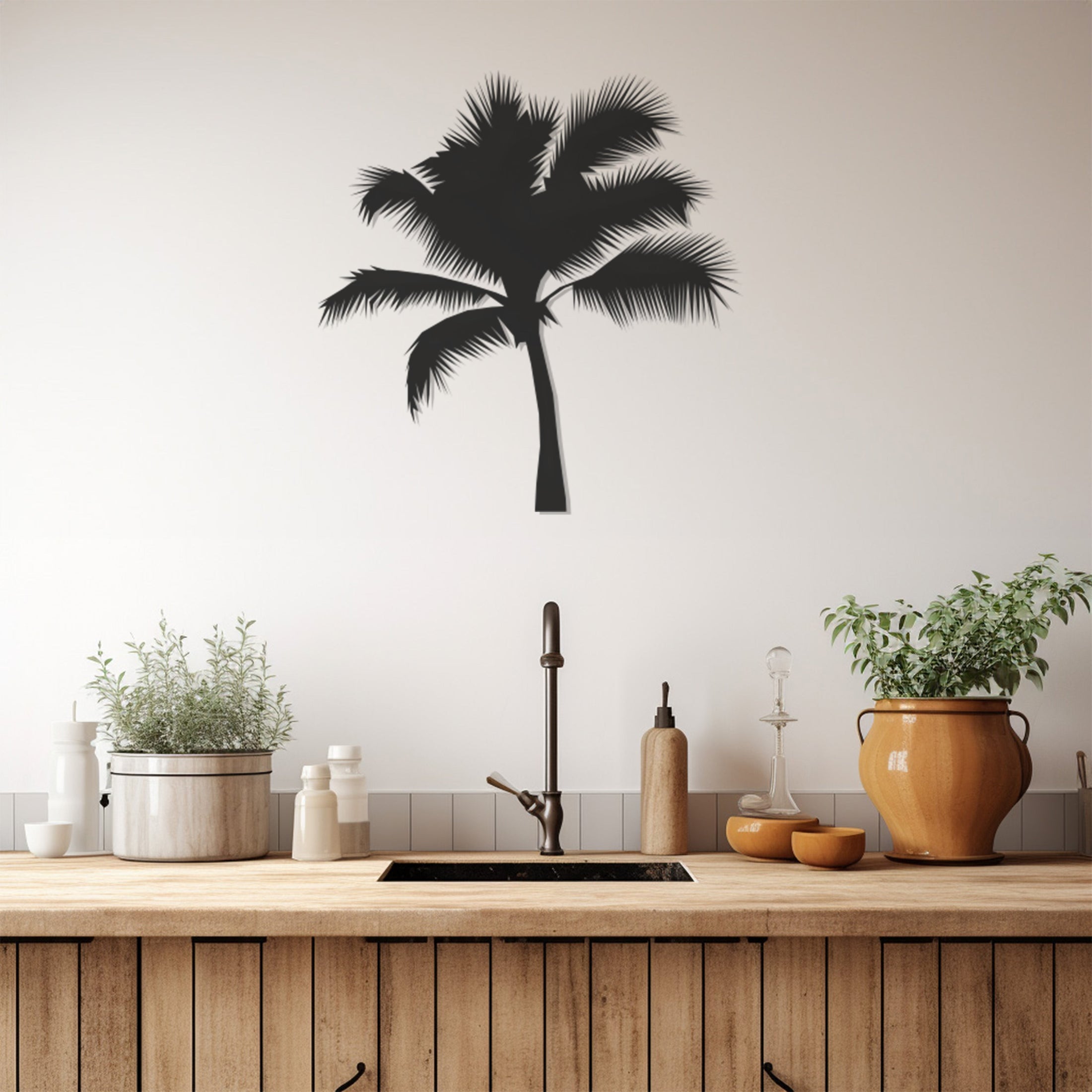 Coconut Tree Shadow Metal Wall Art