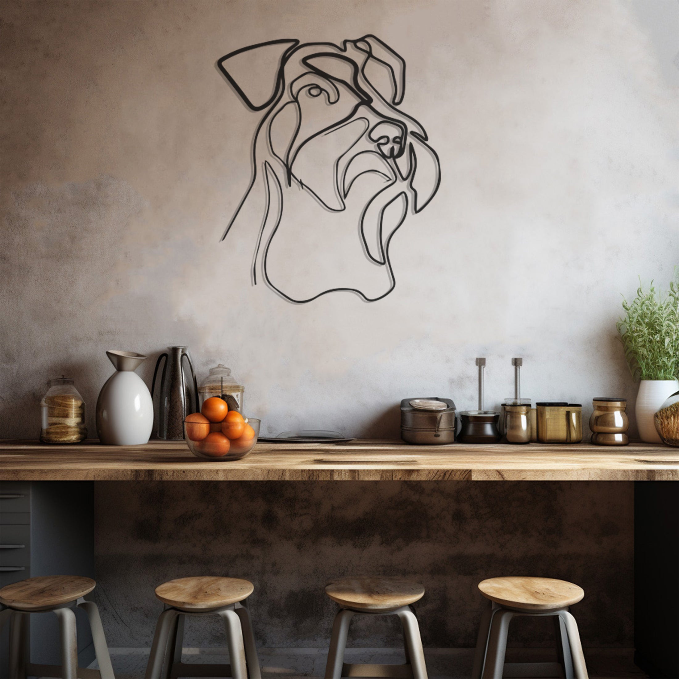 Dog Line Art Metal Wall Art Decor