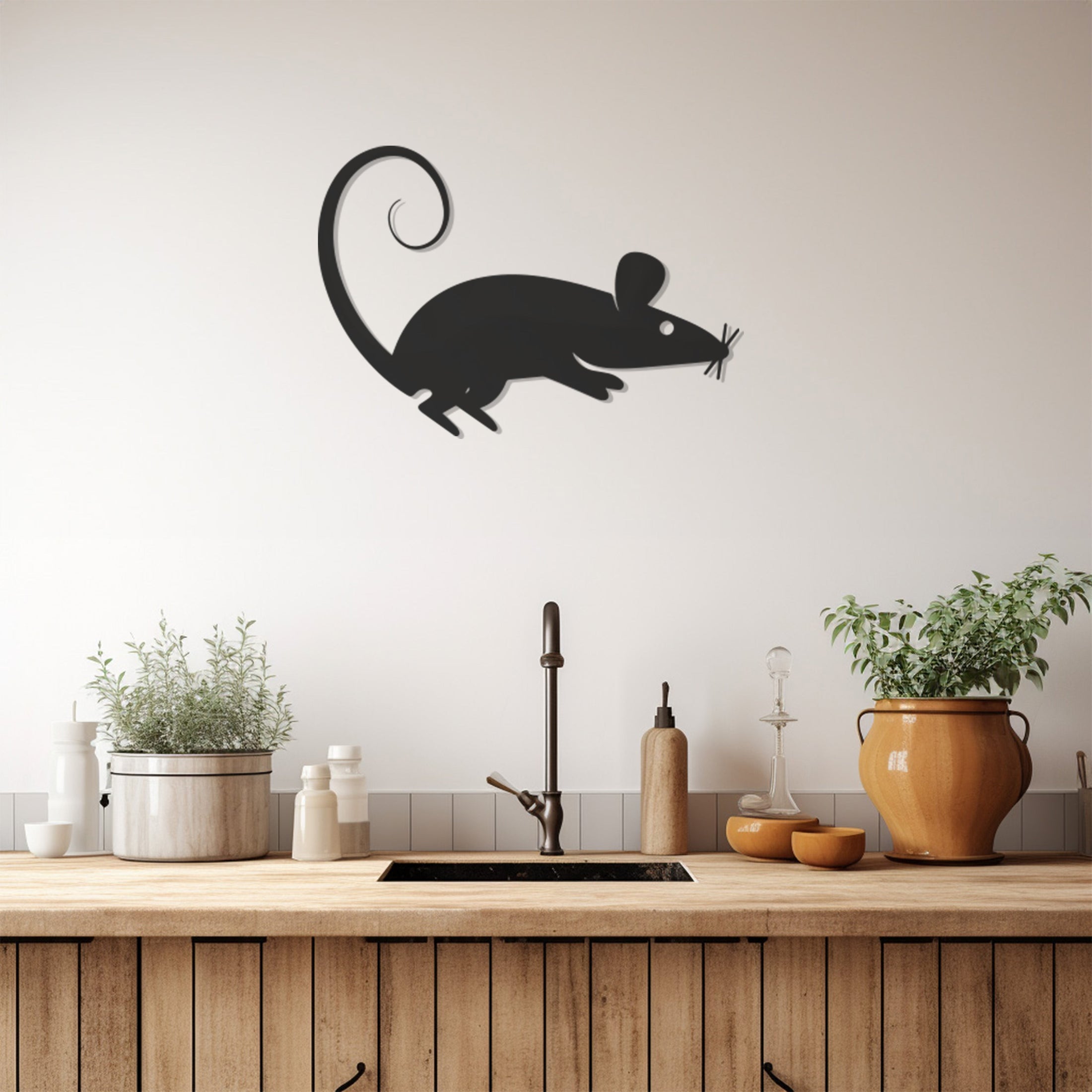 Mouse Silhouette Metal Wall Art Decor