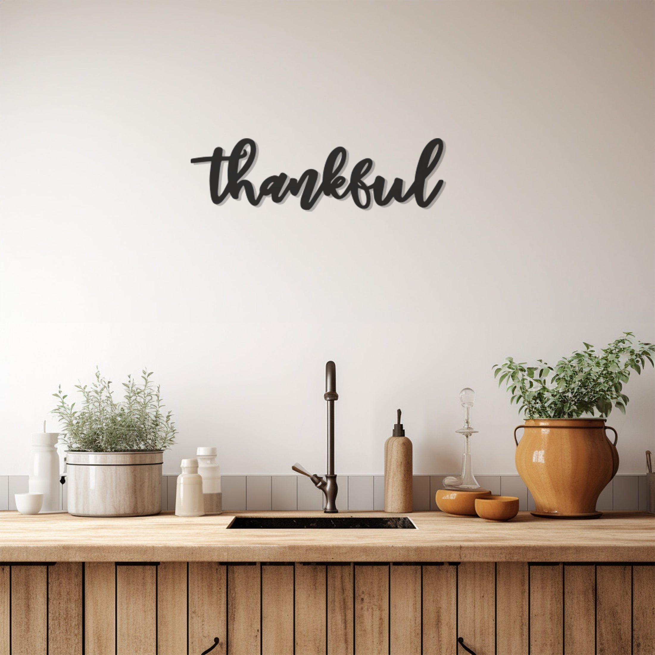 Thankful Lettering Metal Wall Decor, Wall Decor, Metal Wall art