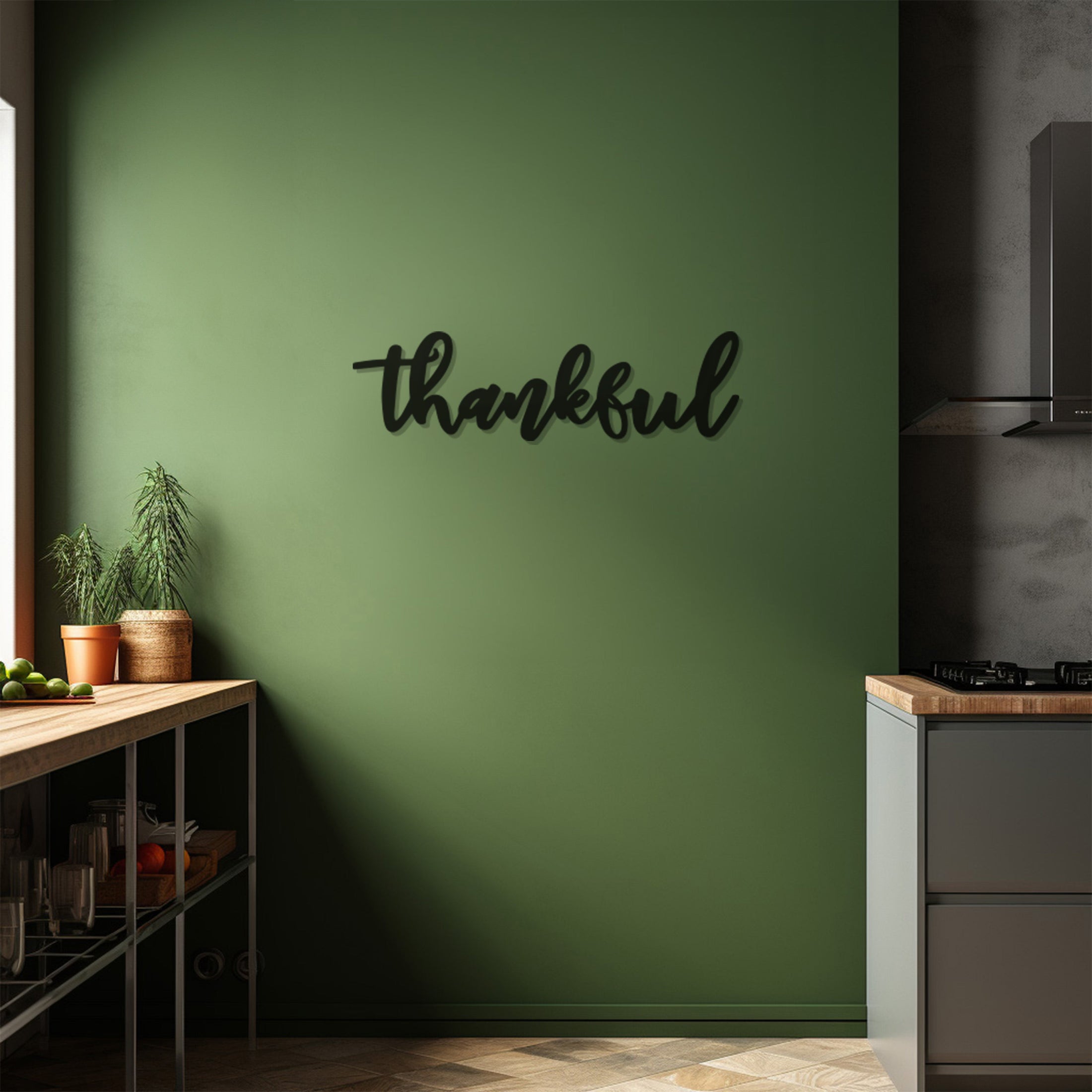 Thankful Lettering Metal Wall Decor