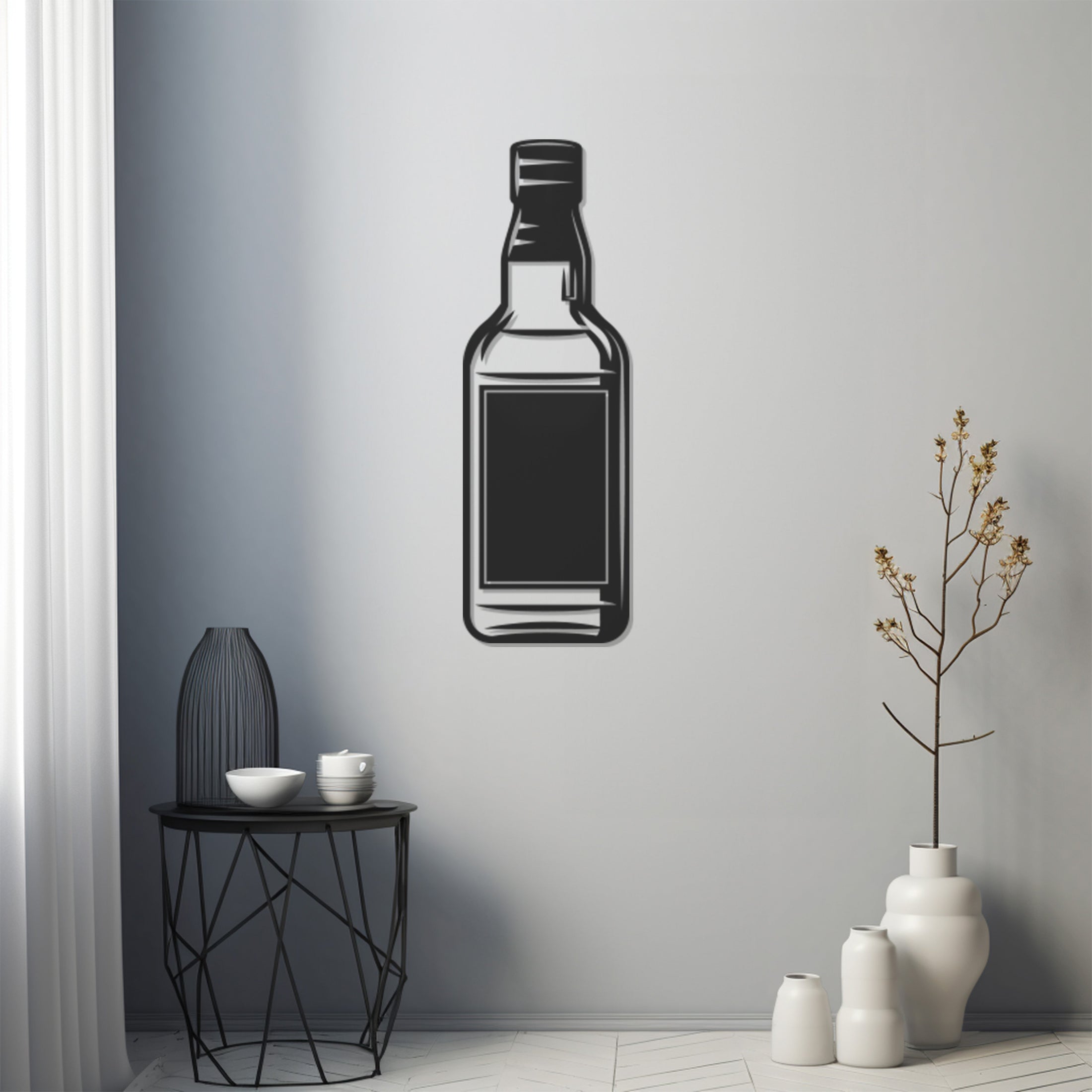 Whiskey Bottle Metal Wall Art