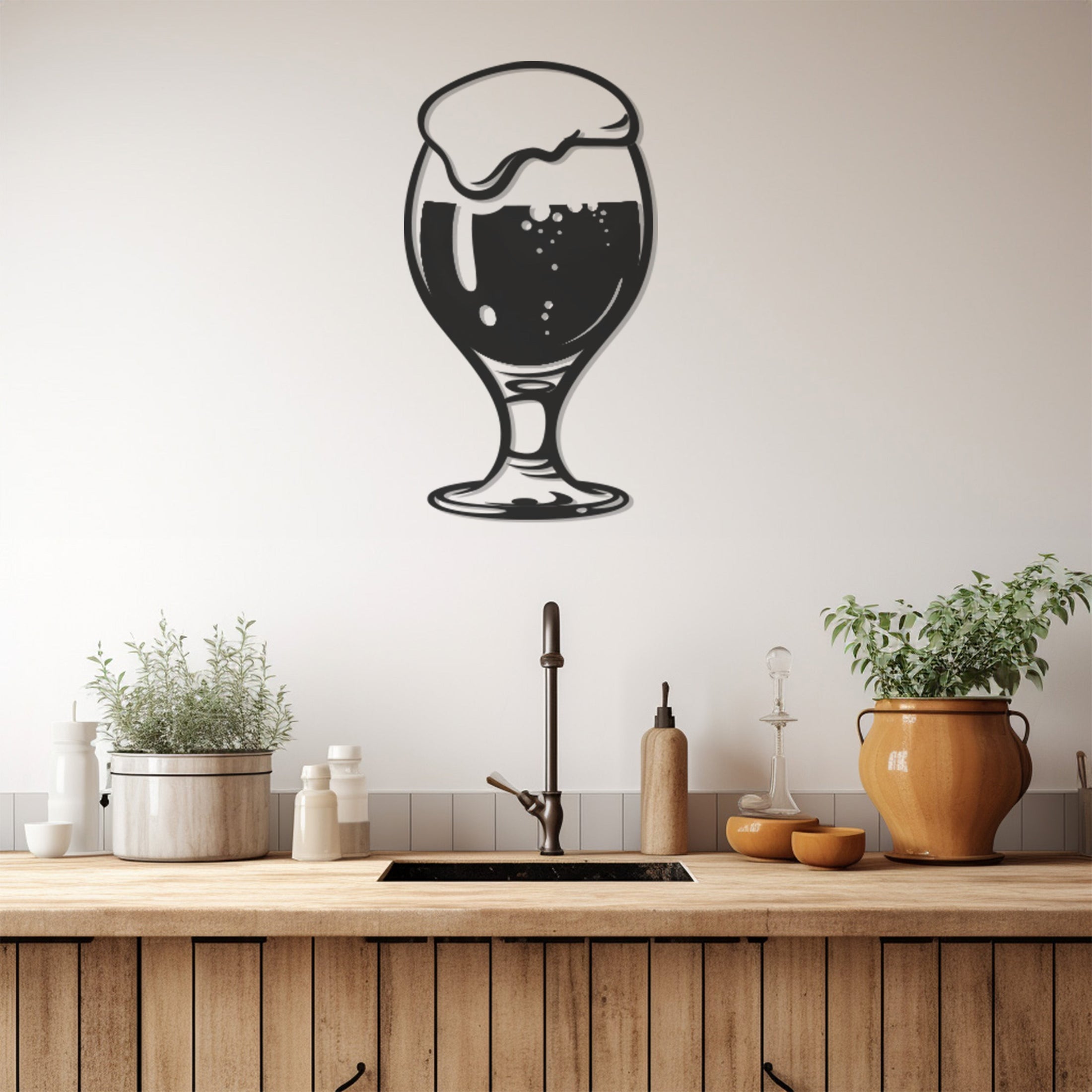 Frothy Beer Glass Metal Wall Art