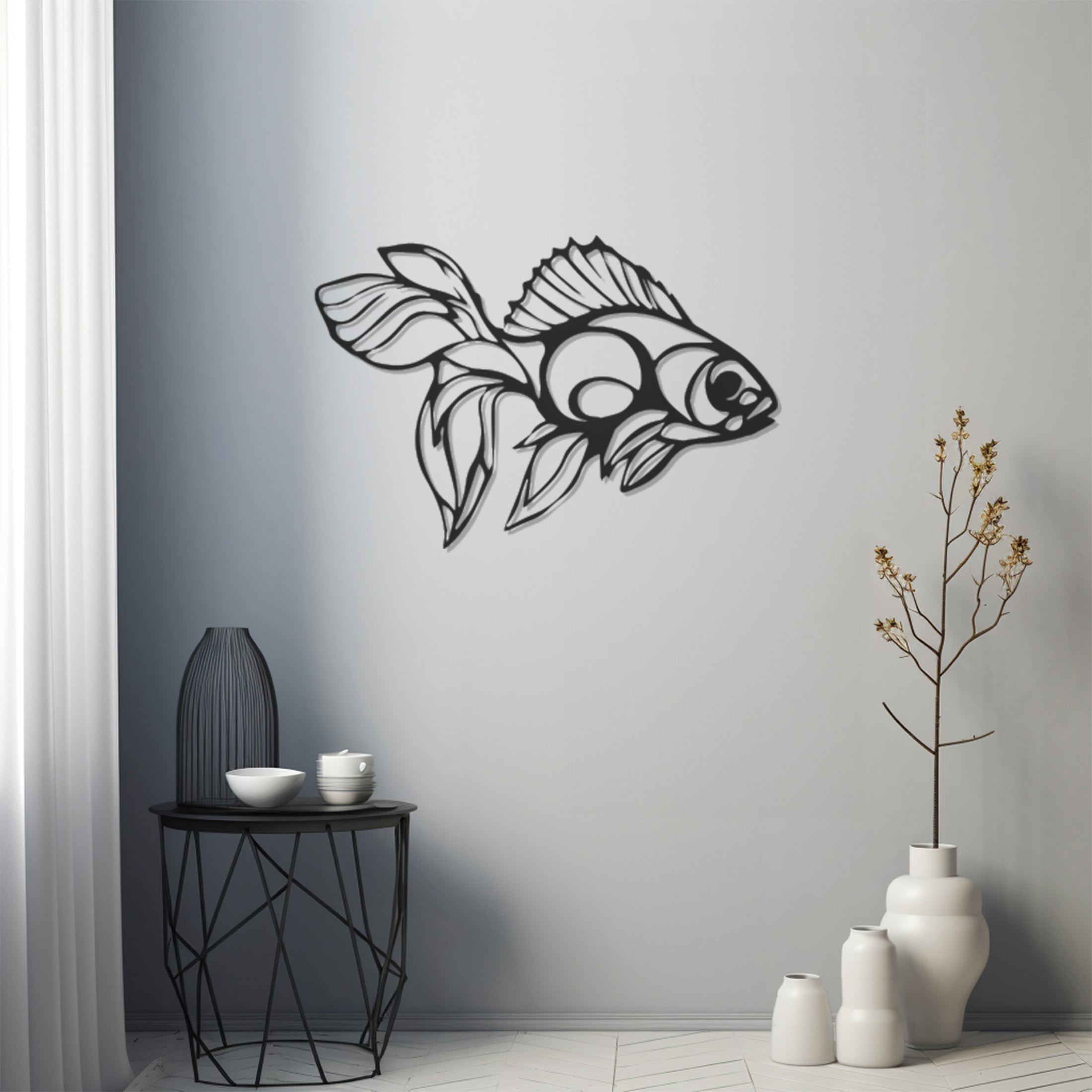 Fish Wall Decor With Geometric Pattern