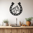 Load image into Gallery viewer, Silhouette Of Two Horses In Horseshoe Metal Wall Decor
