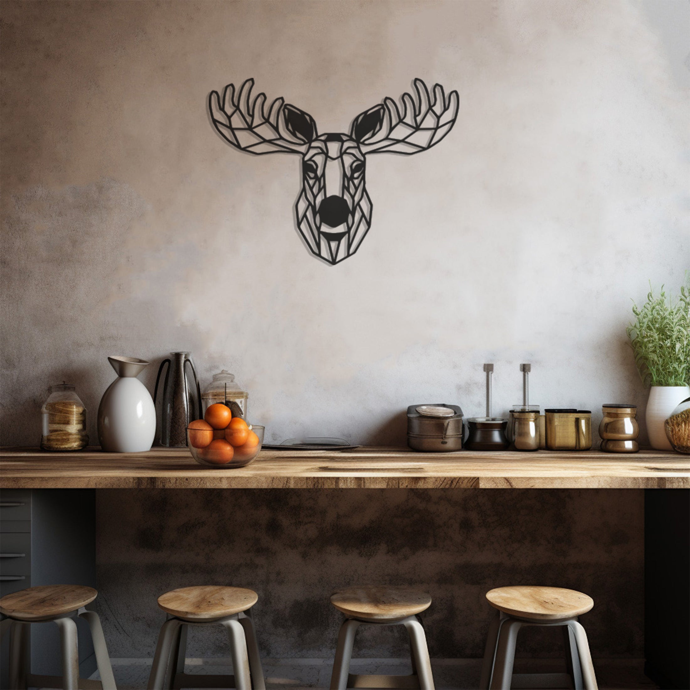 Geometric Deer Metal Wall Decor, Wall Decor, Metal Wall art