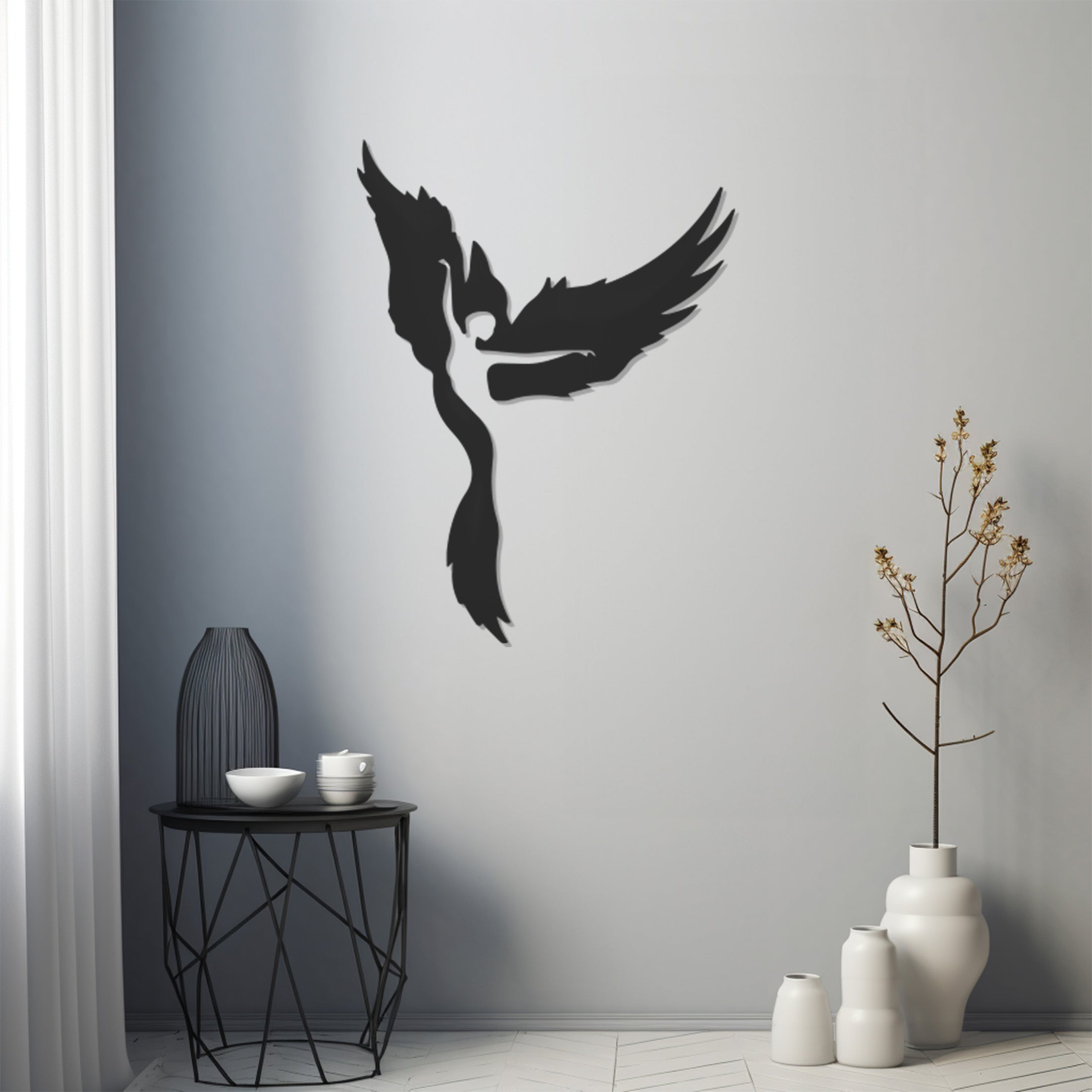 Silhouette Of Bird And Dancing Woman