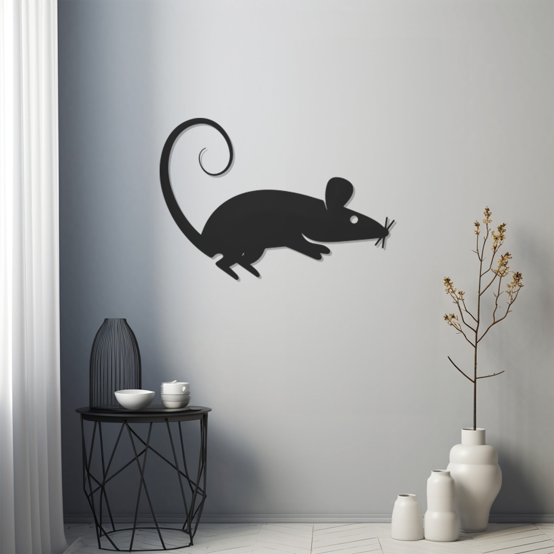 Mouse Silhouette Metal Wall Art Decor