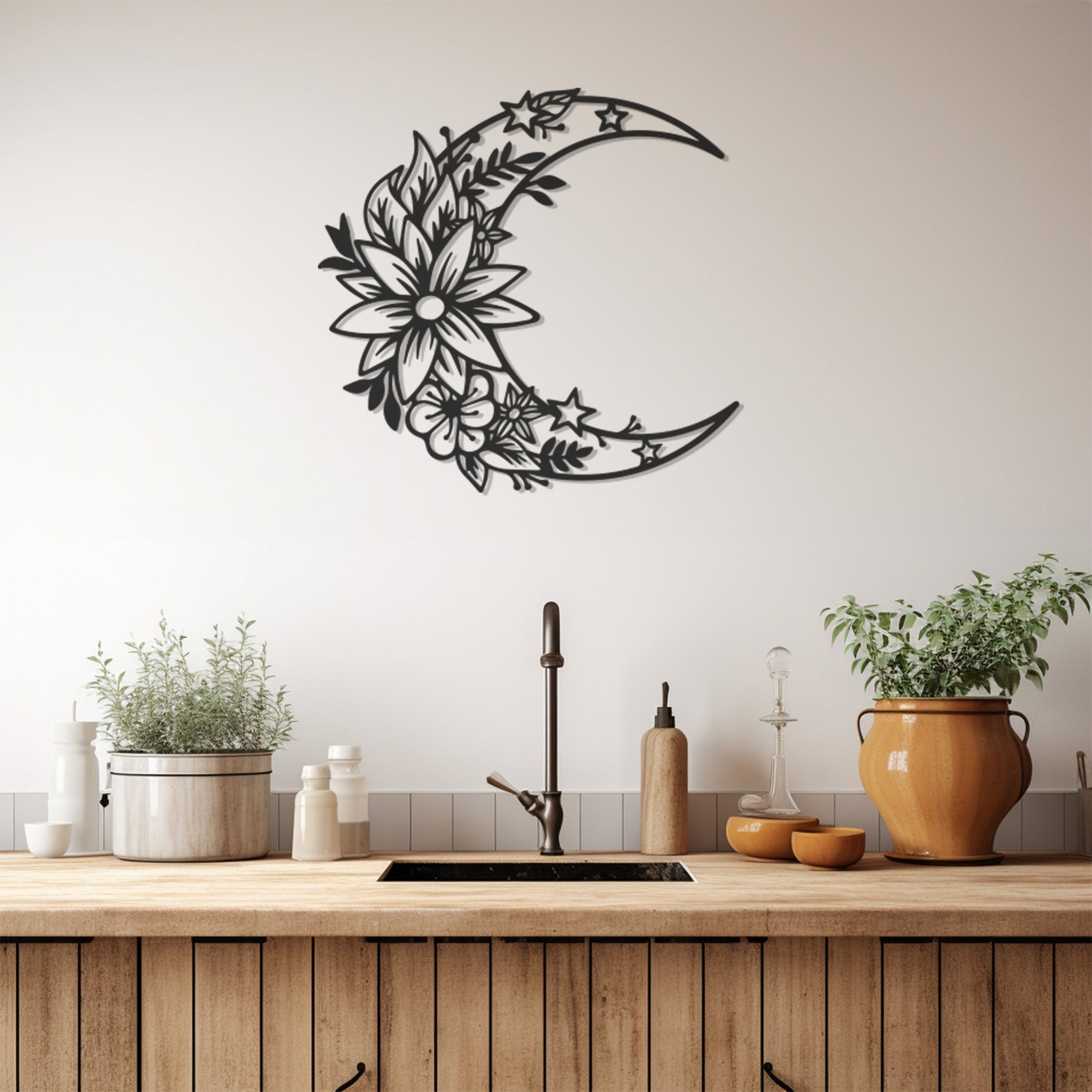 Flowering Moon Metal Wall Decor