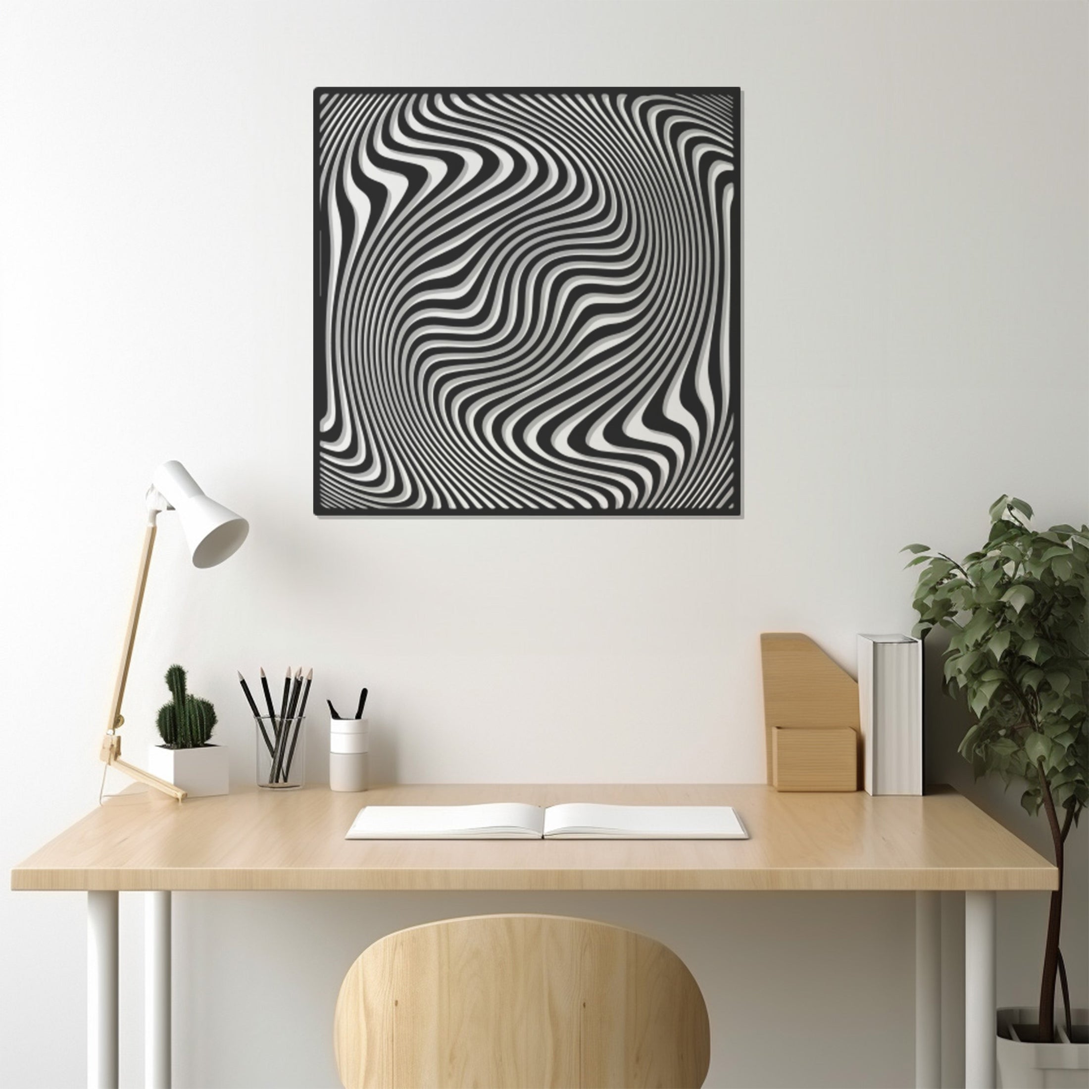 Zebra Pattern Illusion Metal Wall Art