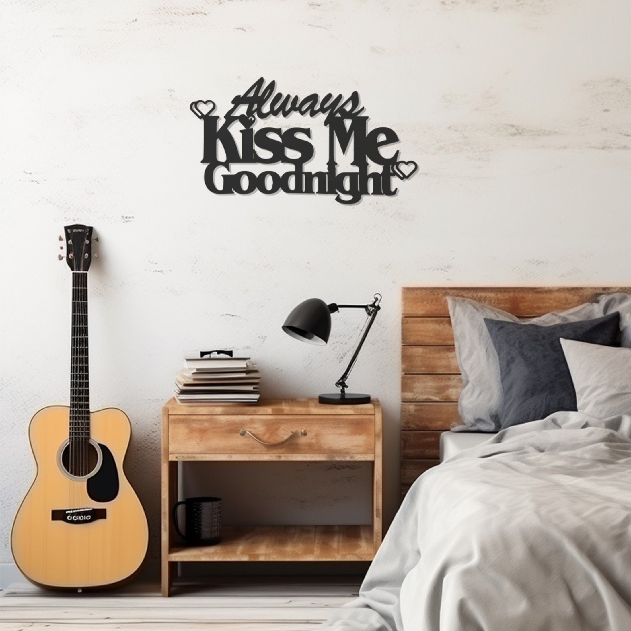 Aways Kiss Me Goodnight Lettering Metal Wall Decor, Metal Wall art