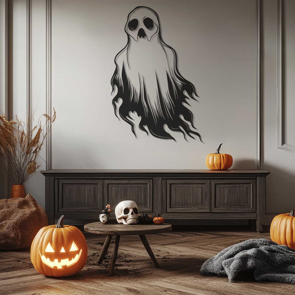 Ghost Halloween Theme Metal Wall Art