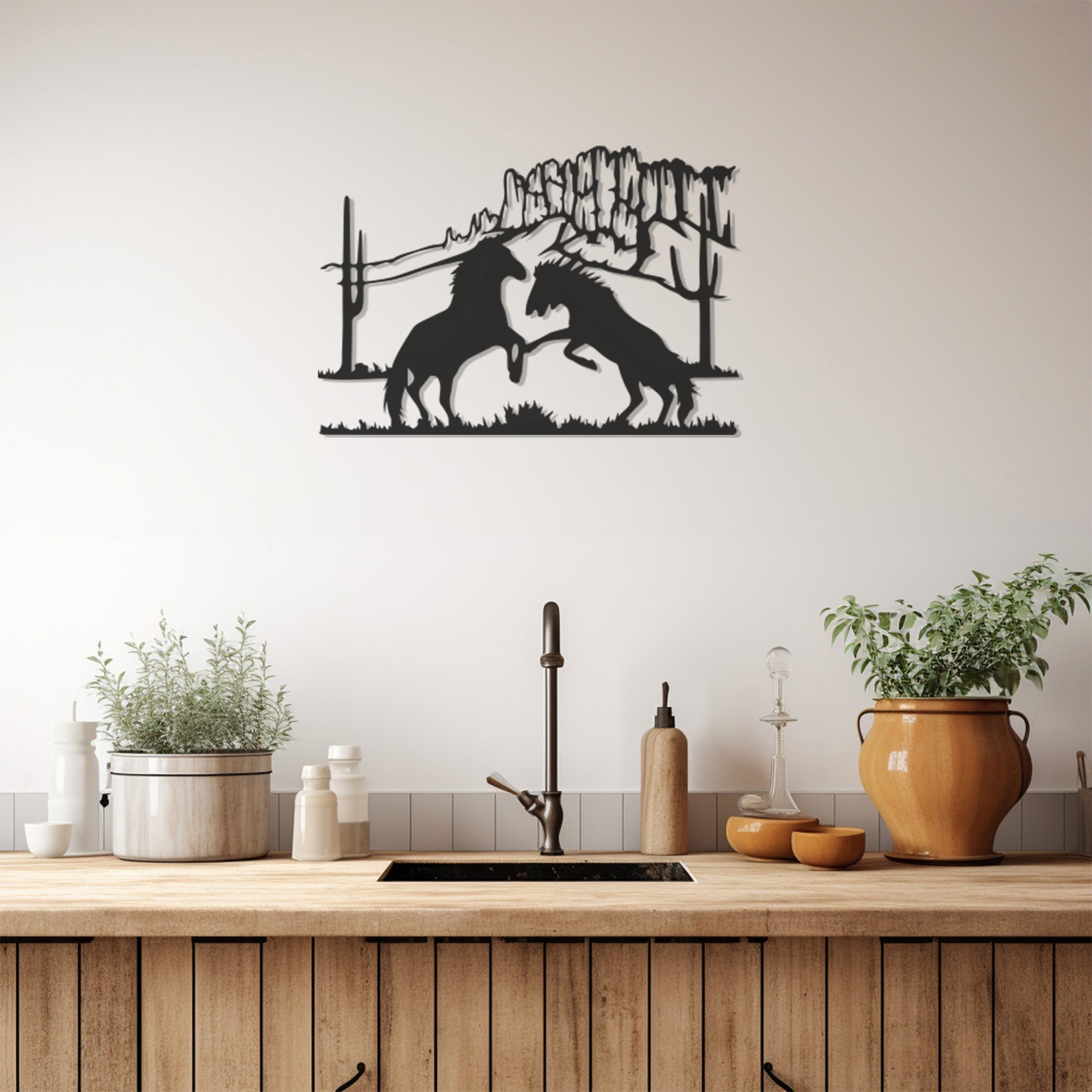 Dance Of Two Horses Metal Wall Art, Wall Decor, Metal Wall art