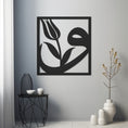 Load image into Gallery viewer, Tulip And Letter Vav In Frame Line Art Metal Wall Art
