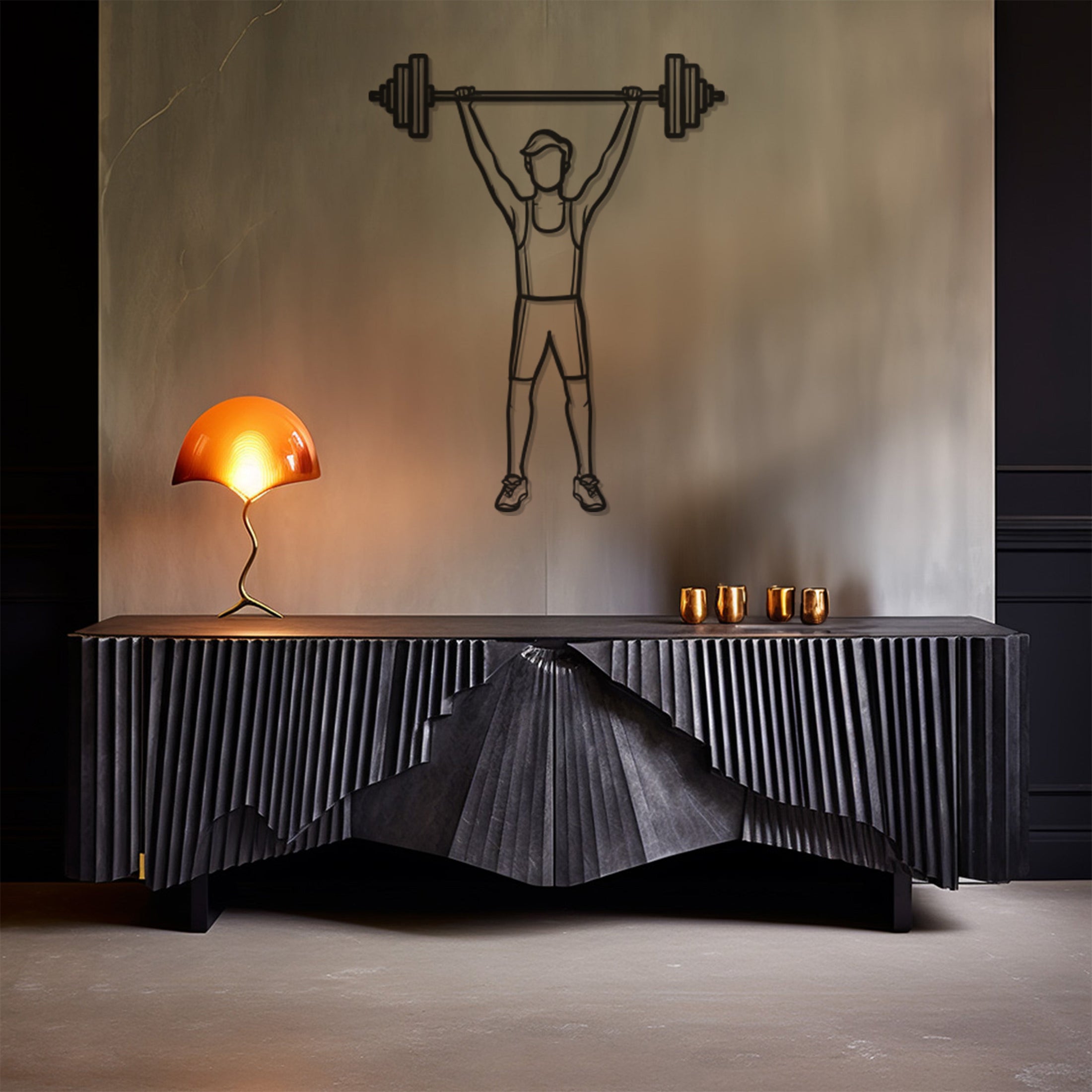 Man Lifting Weights Metal Wall Art