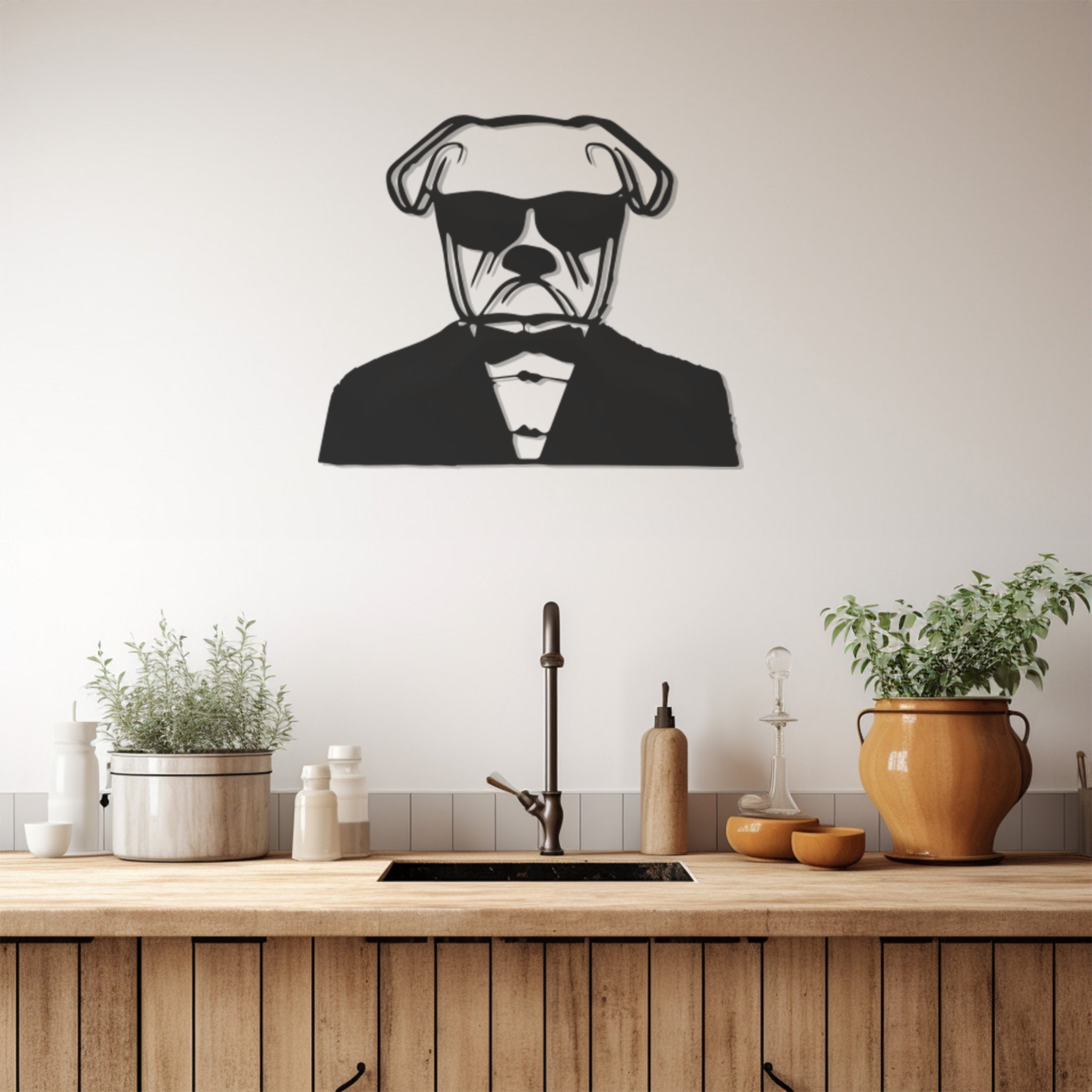 With Suit Dog In Glasses And Suit Metal Wall Art