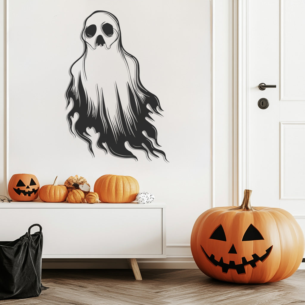 Ghost Halloween Theme Metal Wall Art