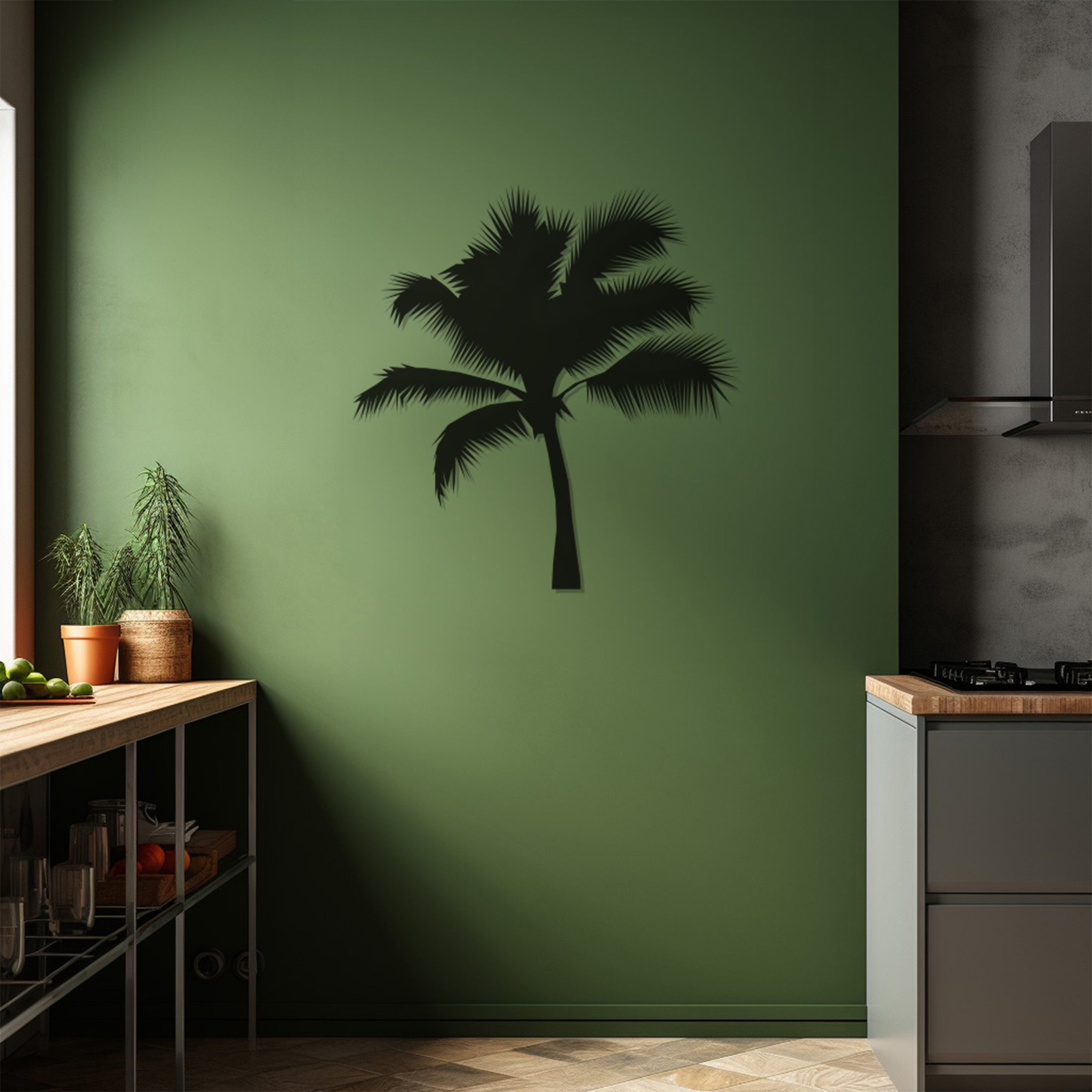 Coconut Tree Shadow Metal Wall Art