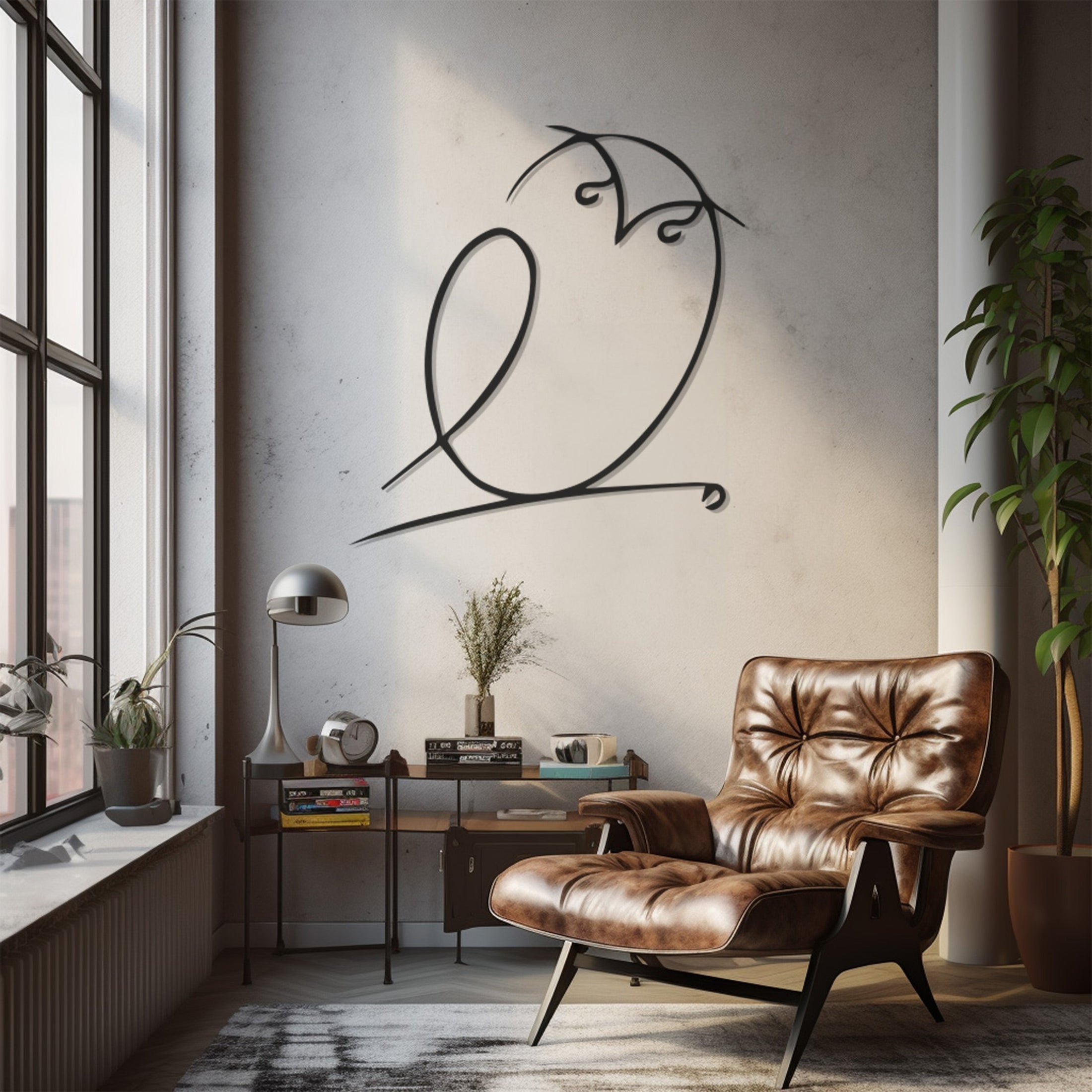 Owl Line Art Metal Wall Decor, Wall Decor, Metal Wall art