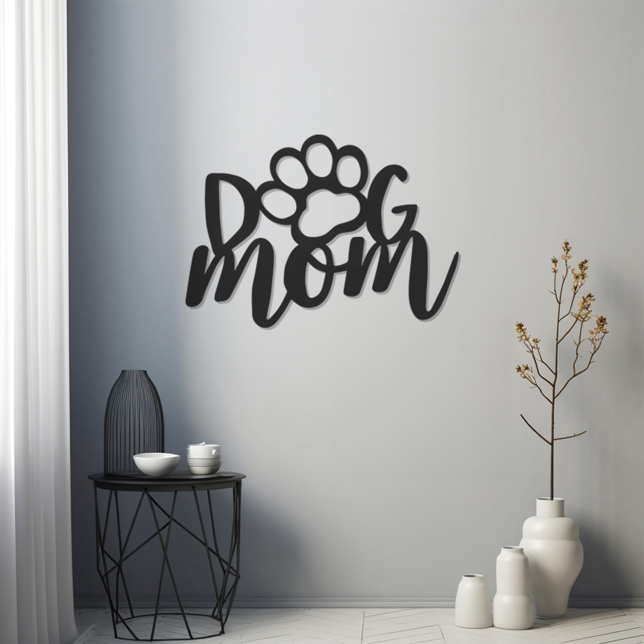 Paw Dog Mom Lettering Metal Wall Decor